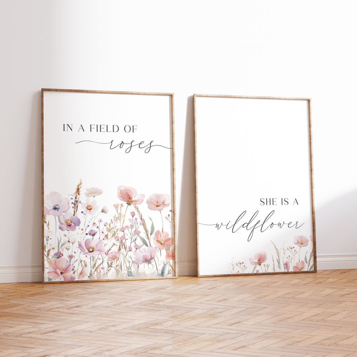 In a Field of Roses She is a Wildflower, Set of 2 | Hallway Prints