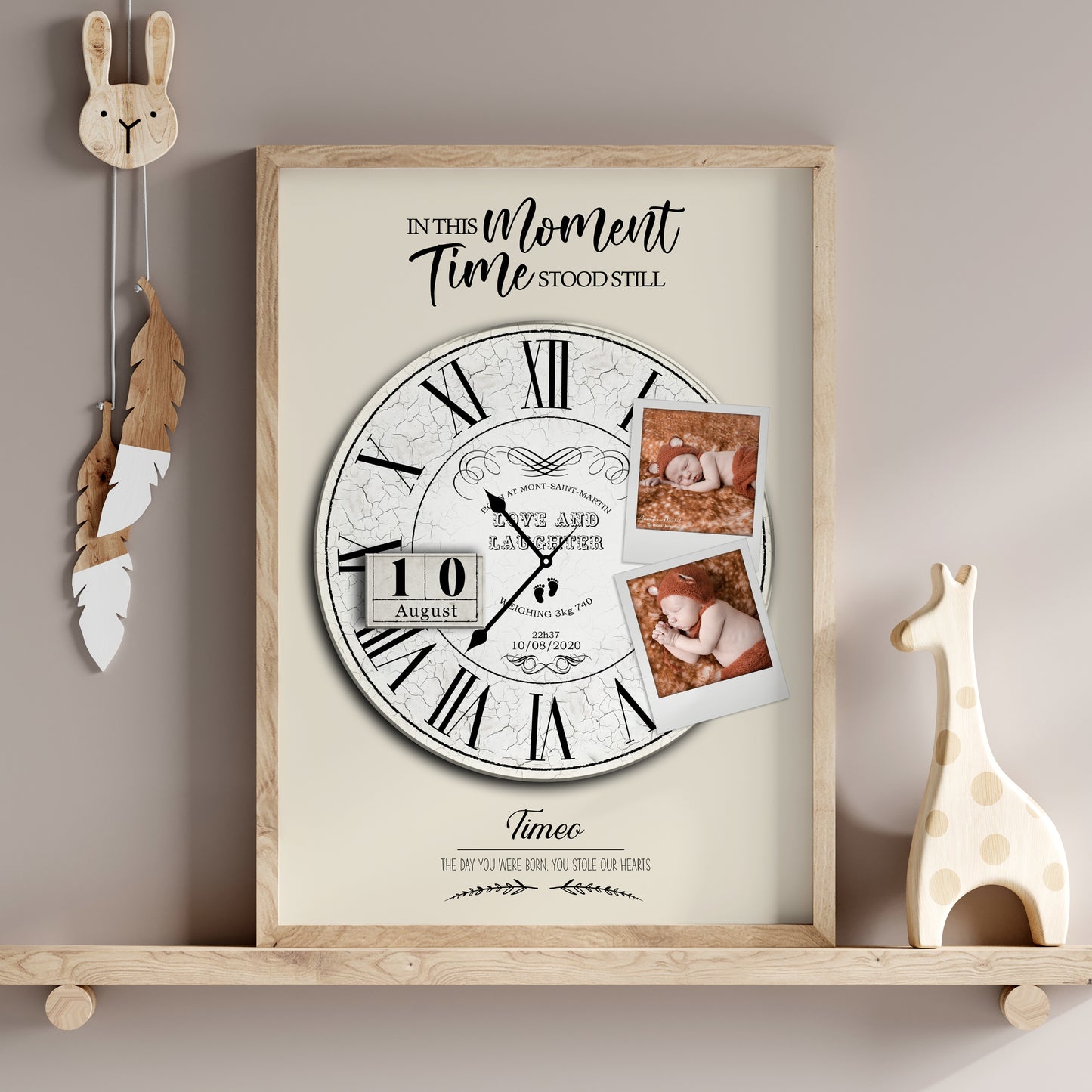Personalised Birth Stats Clock, In This Moment Time Stood Still | MORE COLOURS