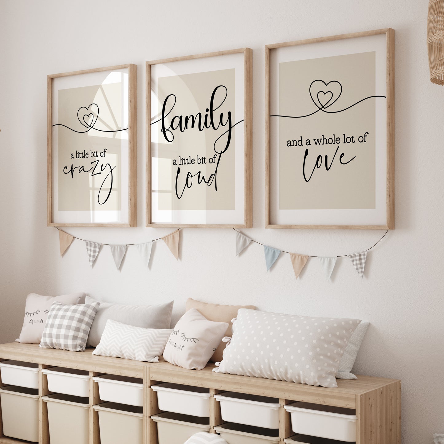 Family Quote Print Set of 3, Crazy Loud Love | Family Prints