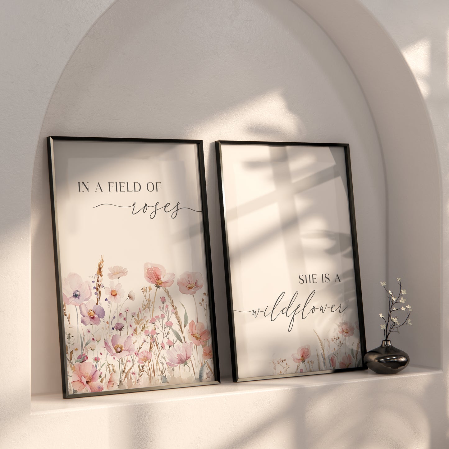 In a Field of Roses She is a Wildflower, Set of 2 | Hallway Prints