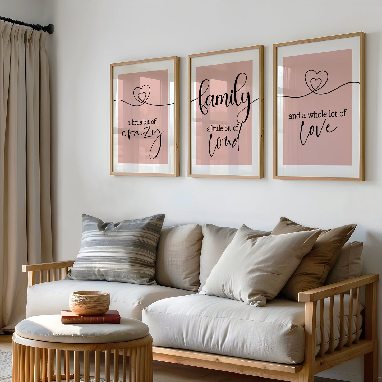 Family Quote Print Set of 3, Crazy Loud Love | Family Prints