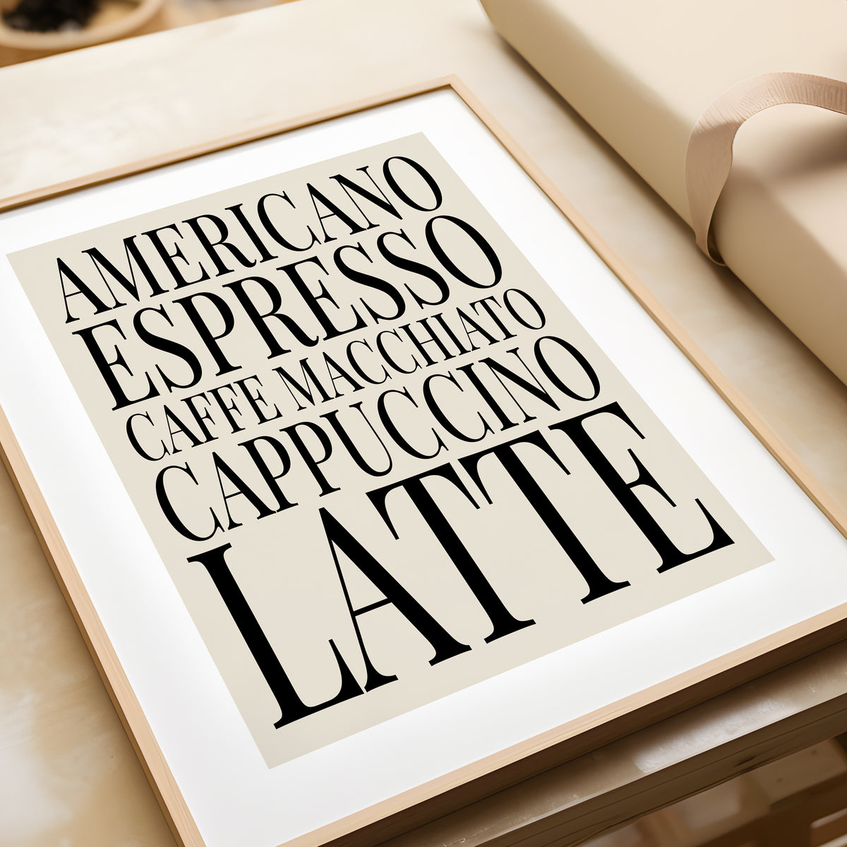 Coffee Names List - Kitchen Typography Print