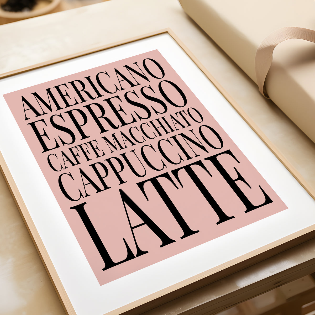 Coffee Names List - Kitchen Typography Print