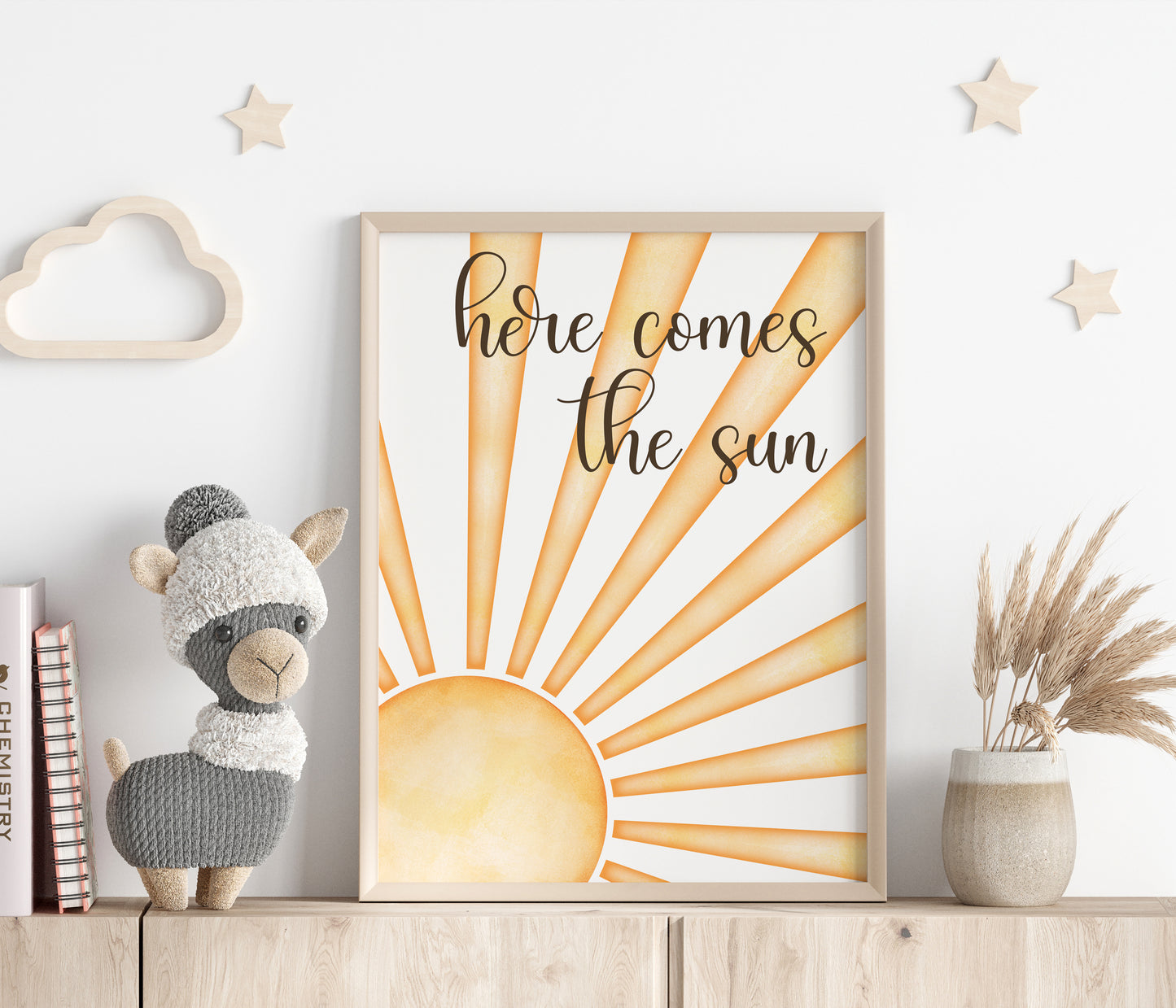 Sunrise and Sunset Set of 2 Nursery Prints, Here Comes the Sun Little Darling