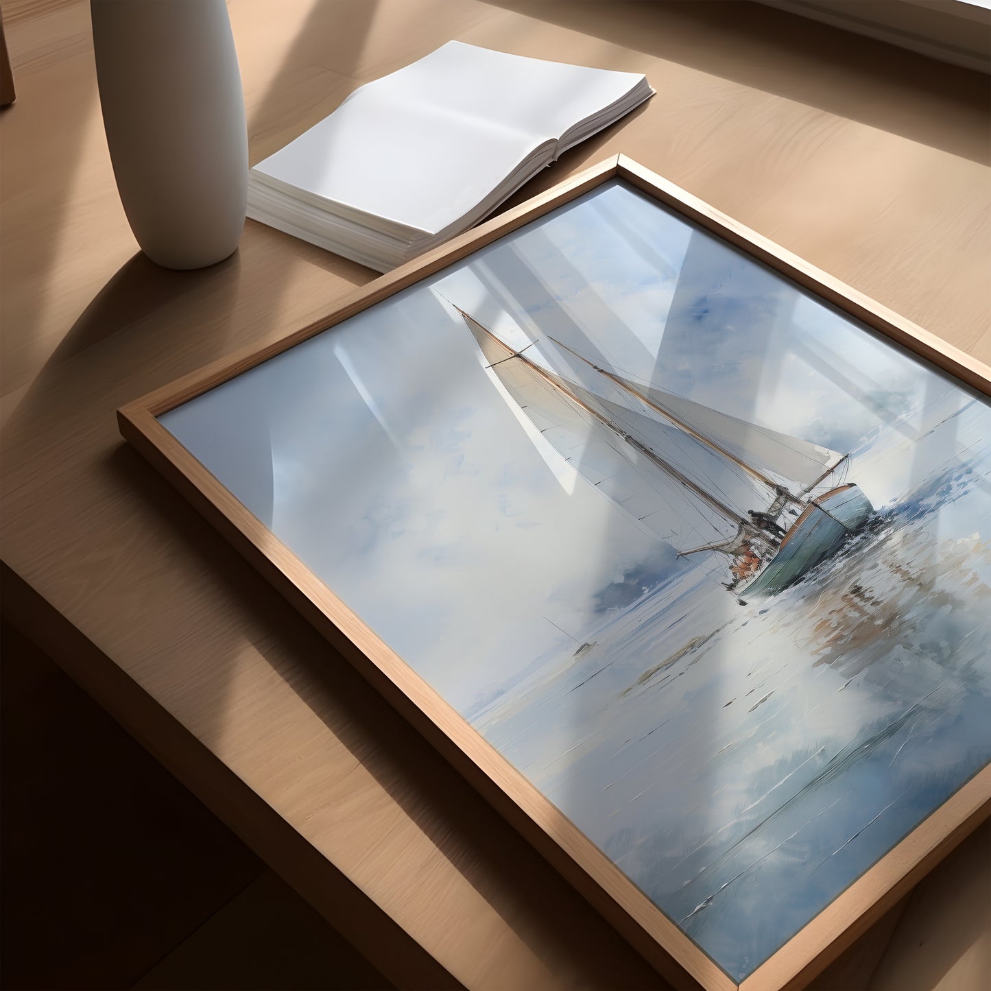 Boat on Ocean Watercolour Print