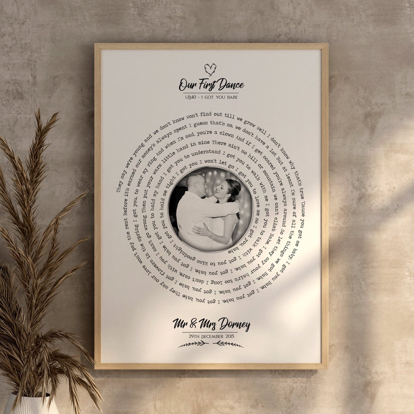Song Lyrics Vinyl Record Print
