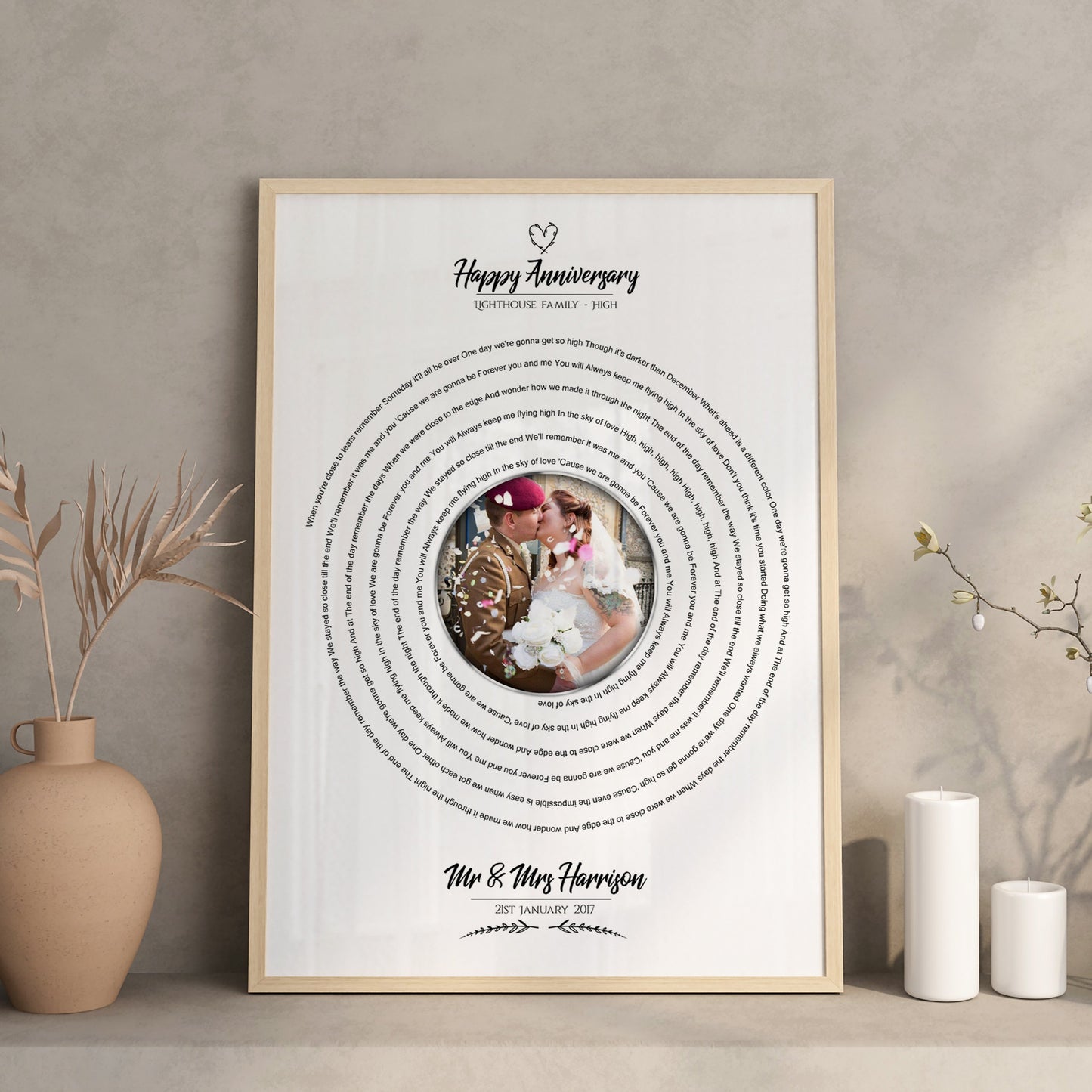 Song Lyrics Vinyl Record Print