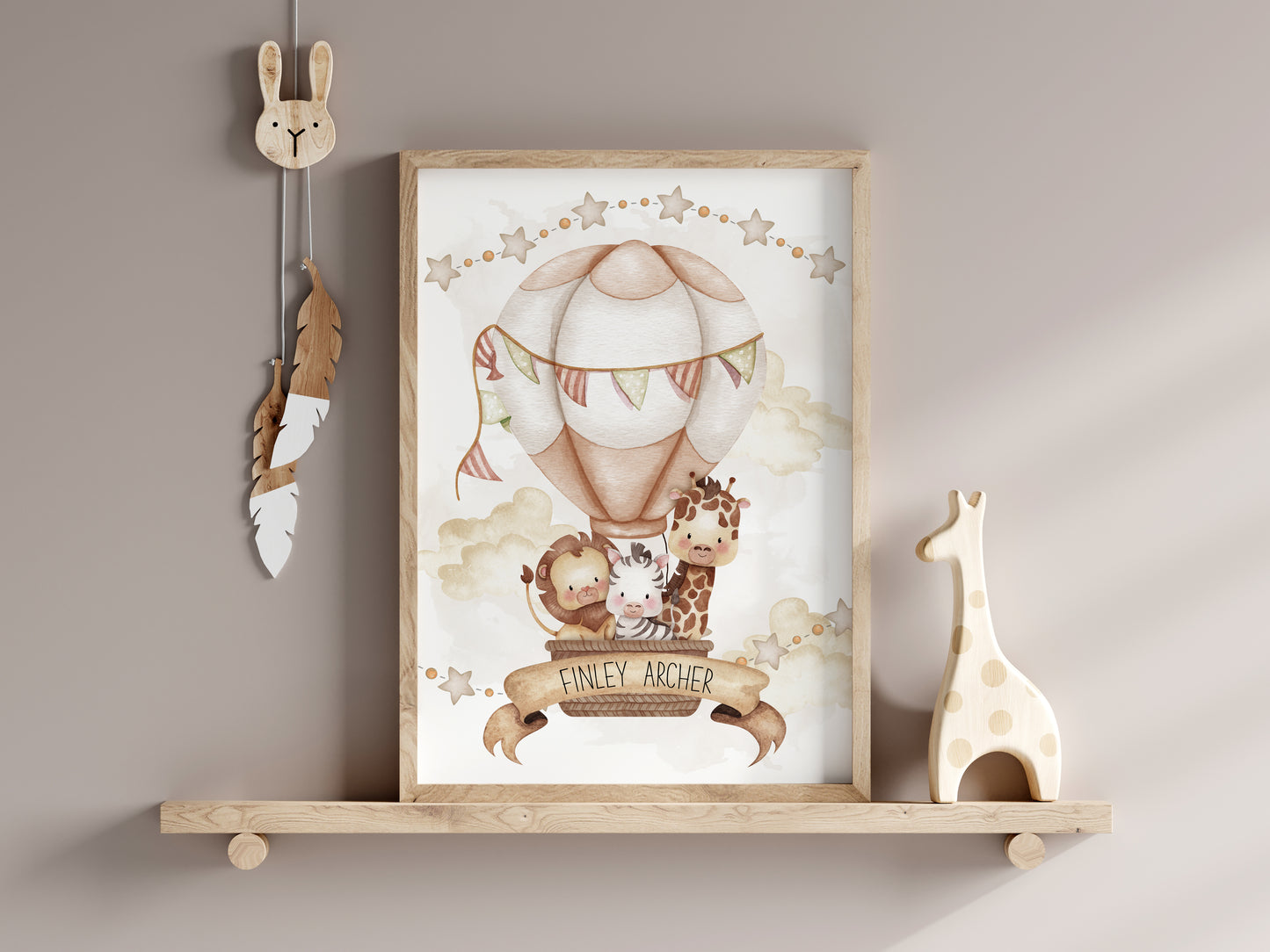 Hot Air Balloon Nursery Print, Personalised Nursery Print, New Born Personalised Print