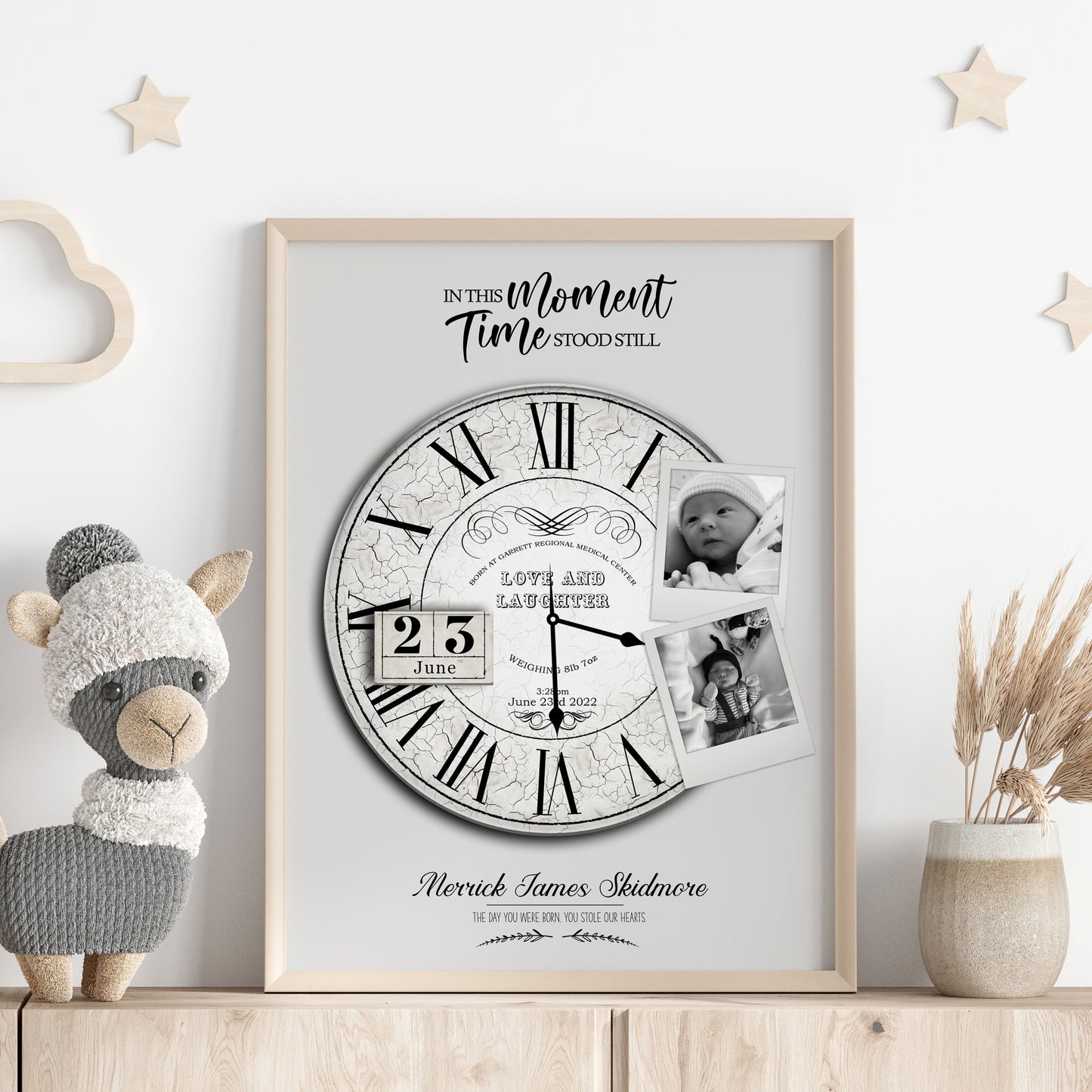 Personalised Birth Stats Clock, In This Moment Time Stood Still | MORE COLOURS