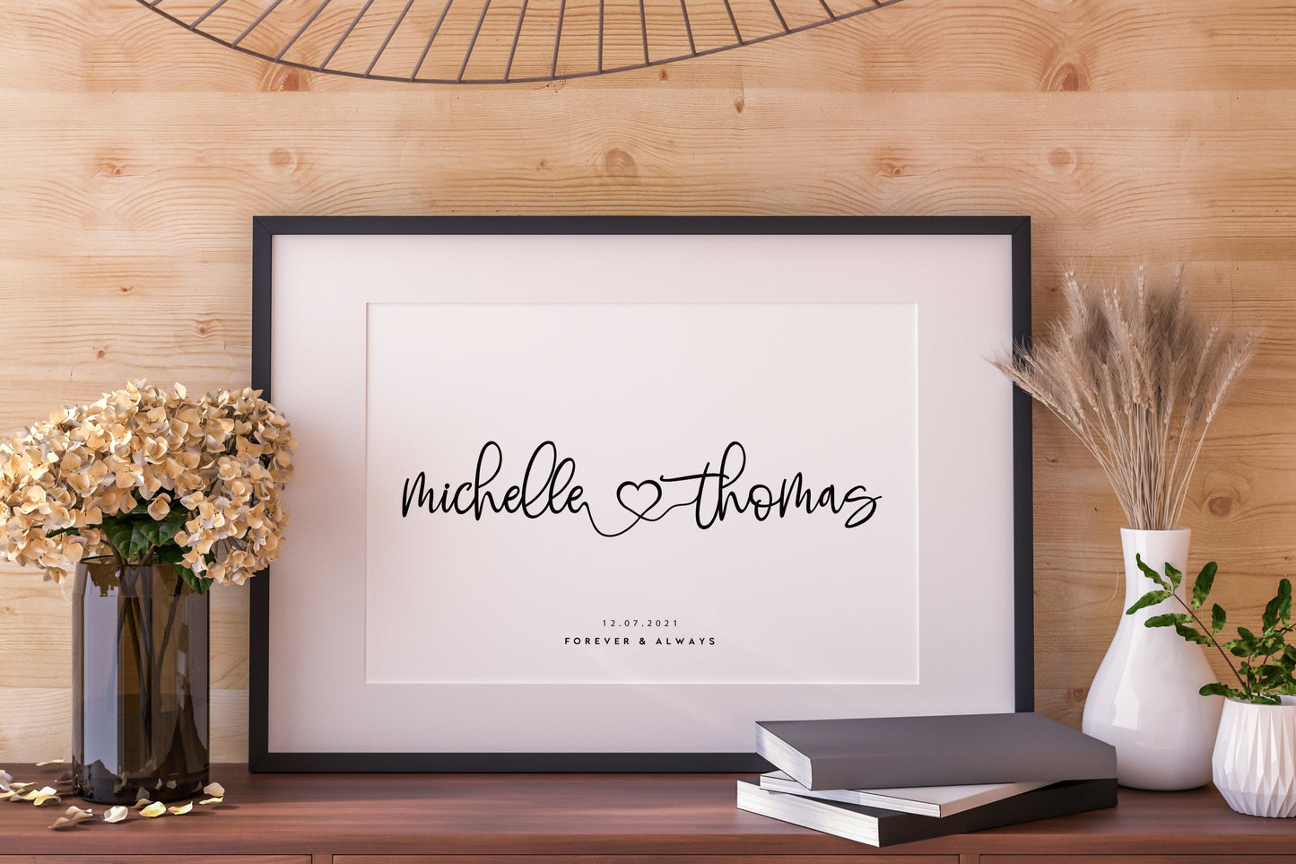 Personalised Couples Name Print, Two Name Couples Print, Paper Anniversary Gift