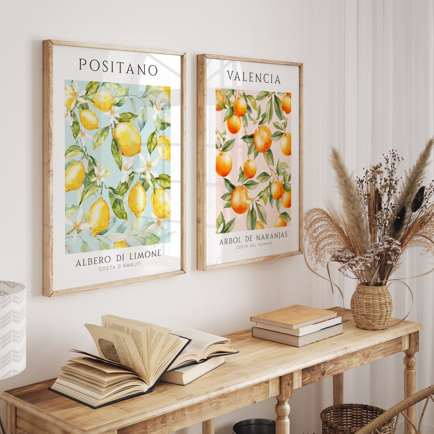 Set of 2 Oranges and Lemons Prints | Fruit Market Prints