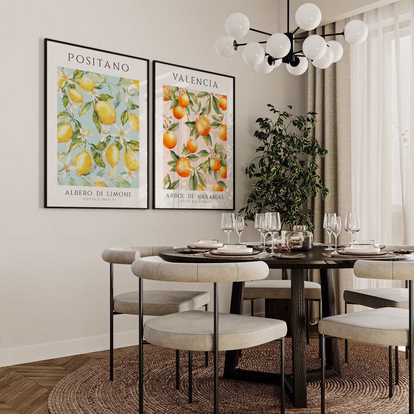Set of 2 Oranges and Lemons Prints | Fruit Market Prints