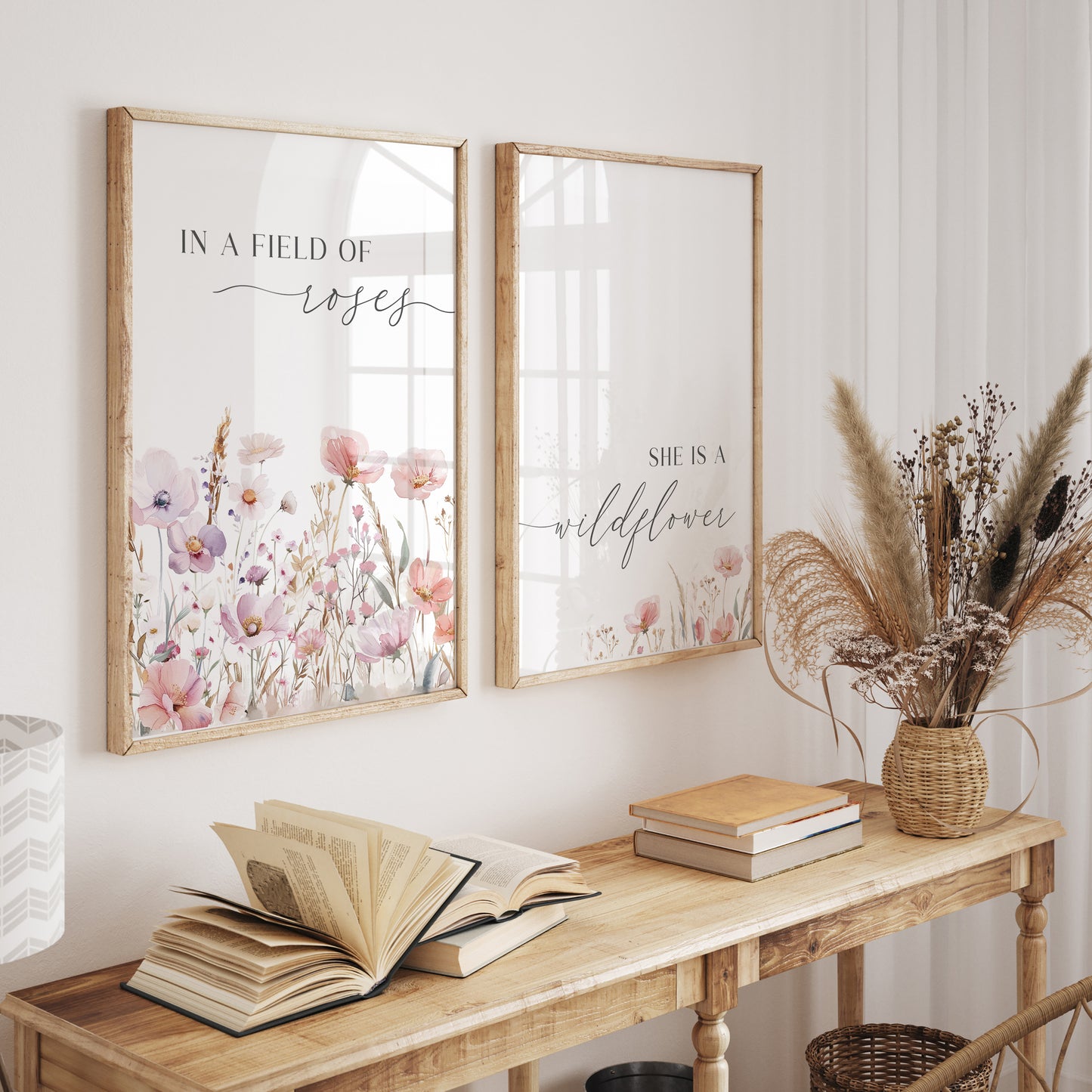 In a Field of Roses She is a Wildflower, Set of 2 | Hallway Prints