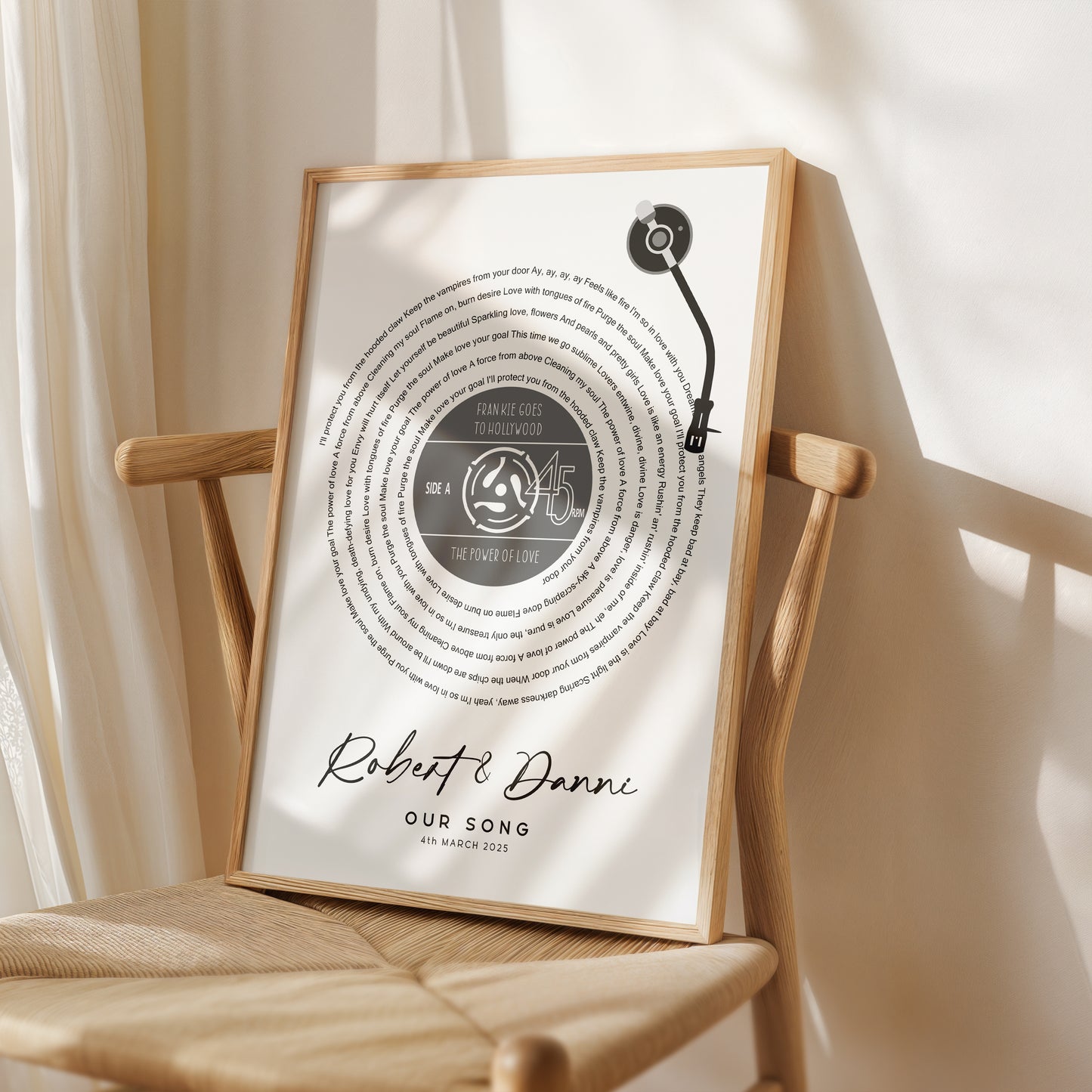 Personalised Vinyl Record Song Lyrics Print