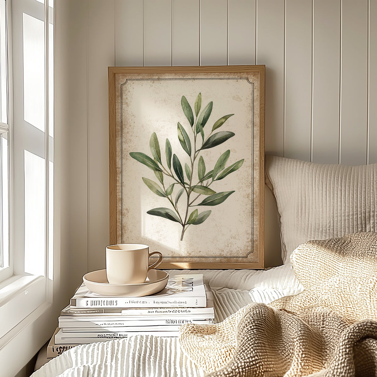 Vintage Olive Branch Print