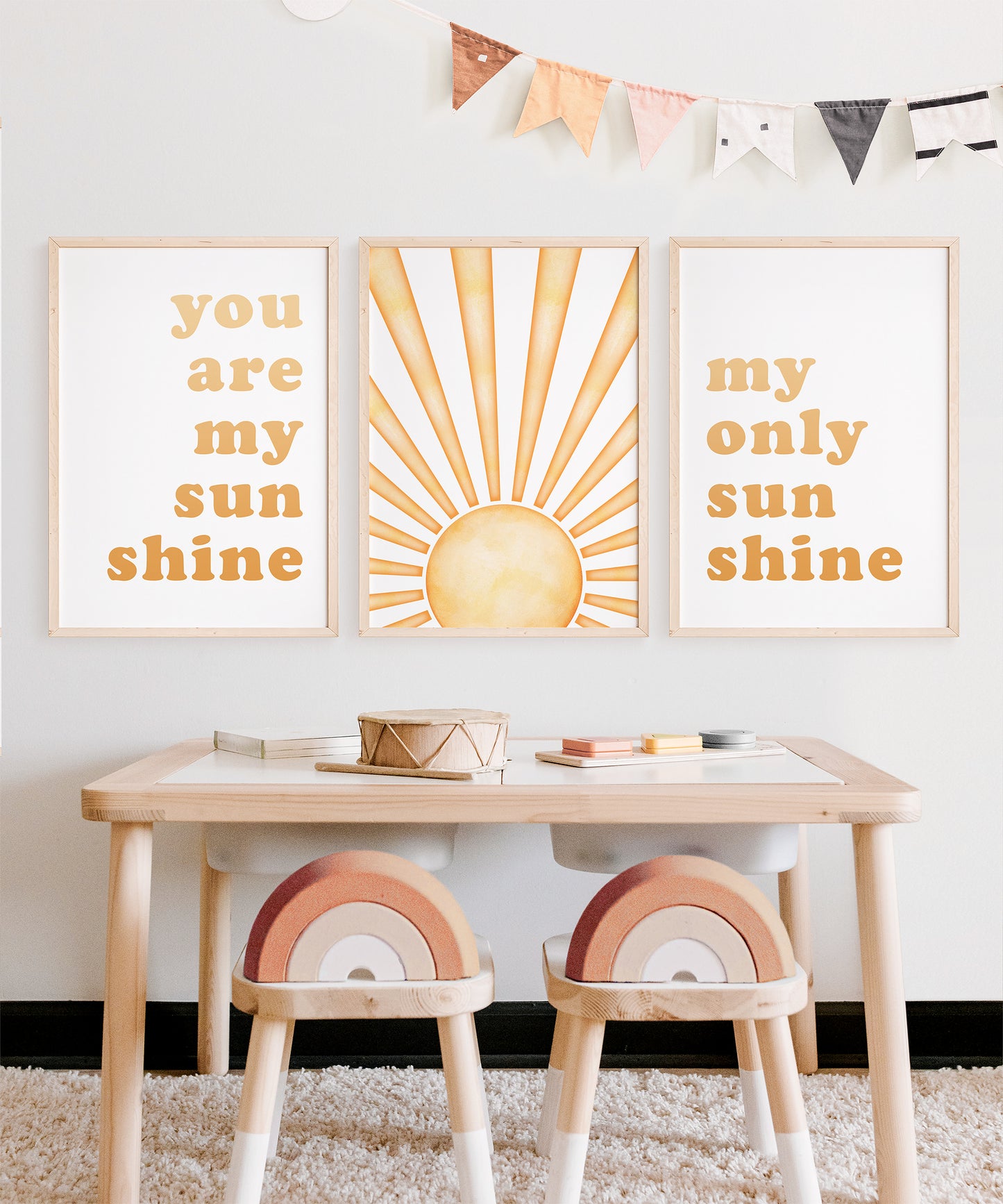 You Are My Sunshine, Sunrise Nursery Poster Set of 3, Gender Neutral Decor