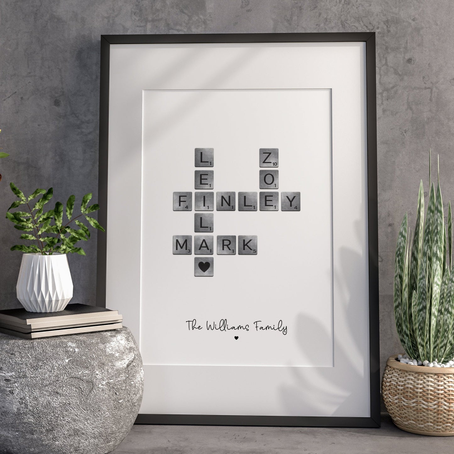 Personalised Scrabble Tile Print, Custom Letter Tile Print, Personalised Family Gift