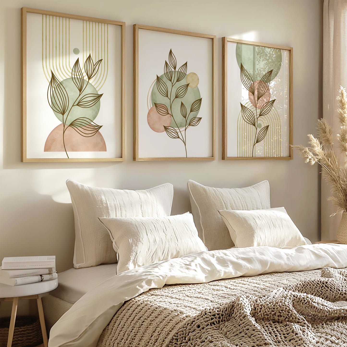 Sage Green and Blush Pink Boho Prints | Set of 3