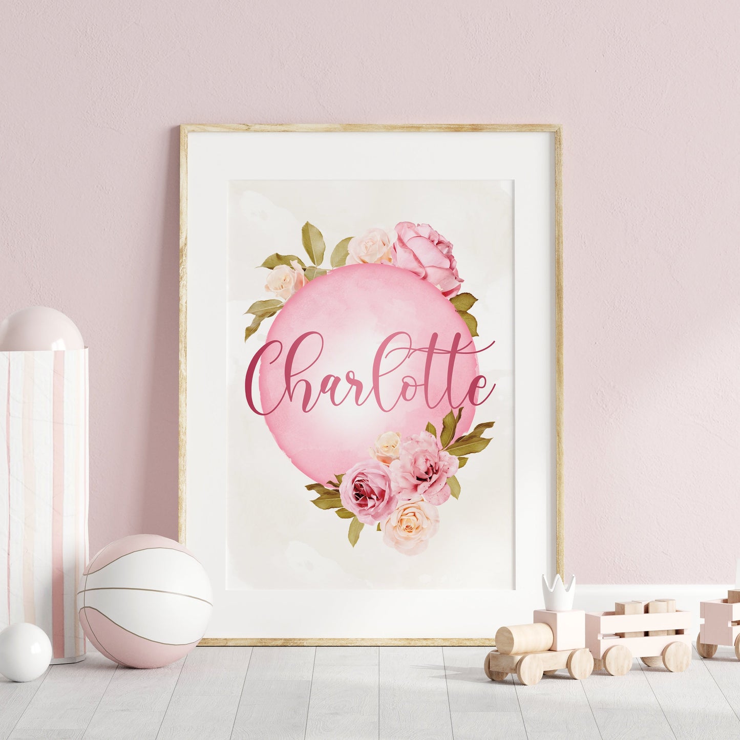 Personalised Girls Name Rose Print