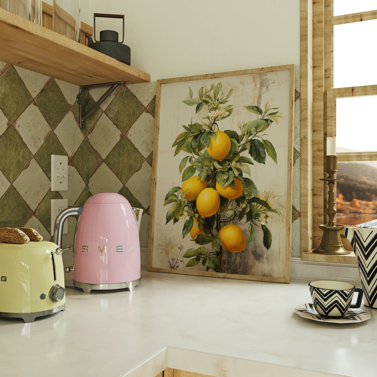 Vintage Lemon Tree - Farmhouse Kitchen Lemon Painting