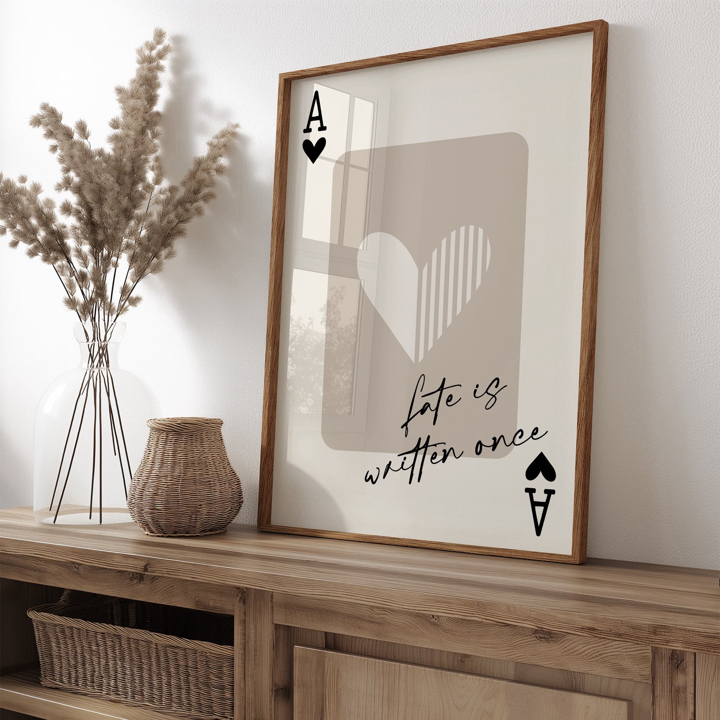 Ace of Hearts Playing Card | Neutral Wall Art Print