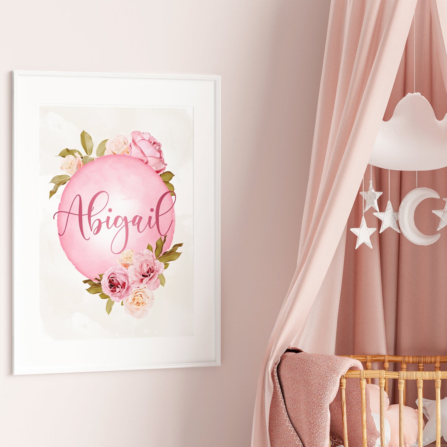 Personalised Girls Name Rose Print
