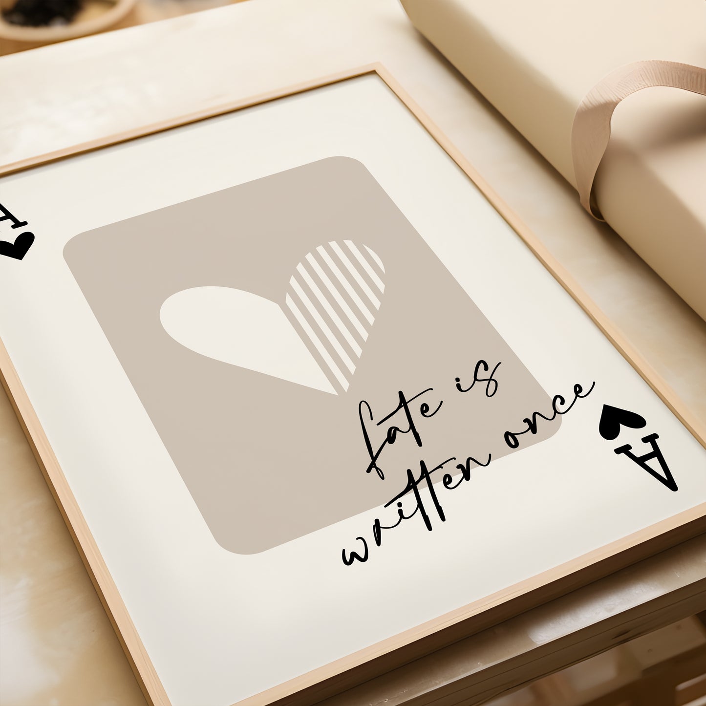 Ace of Hearts Playing Card | Neutral Wall Art Print