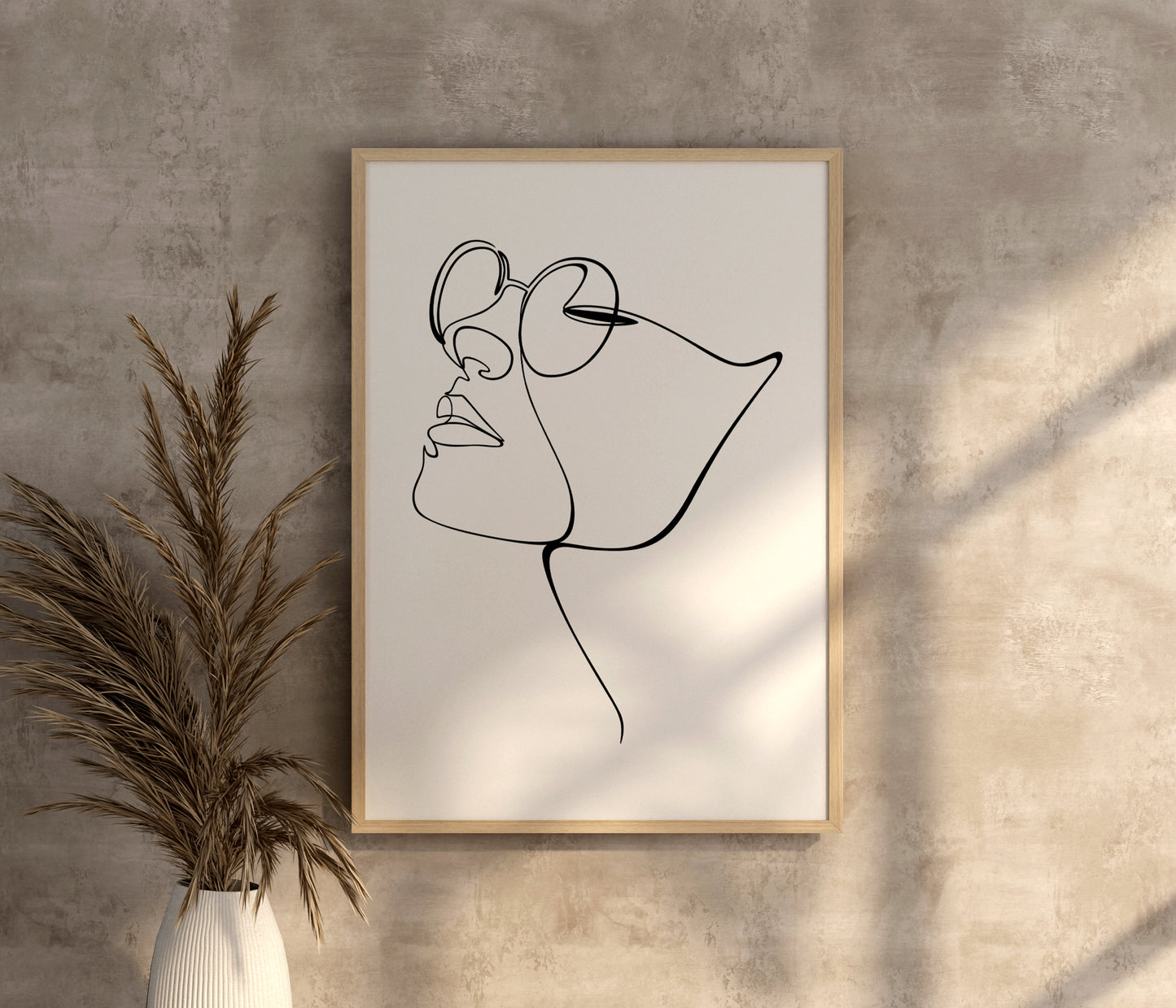 Female Face Wearing Glasses Line Art