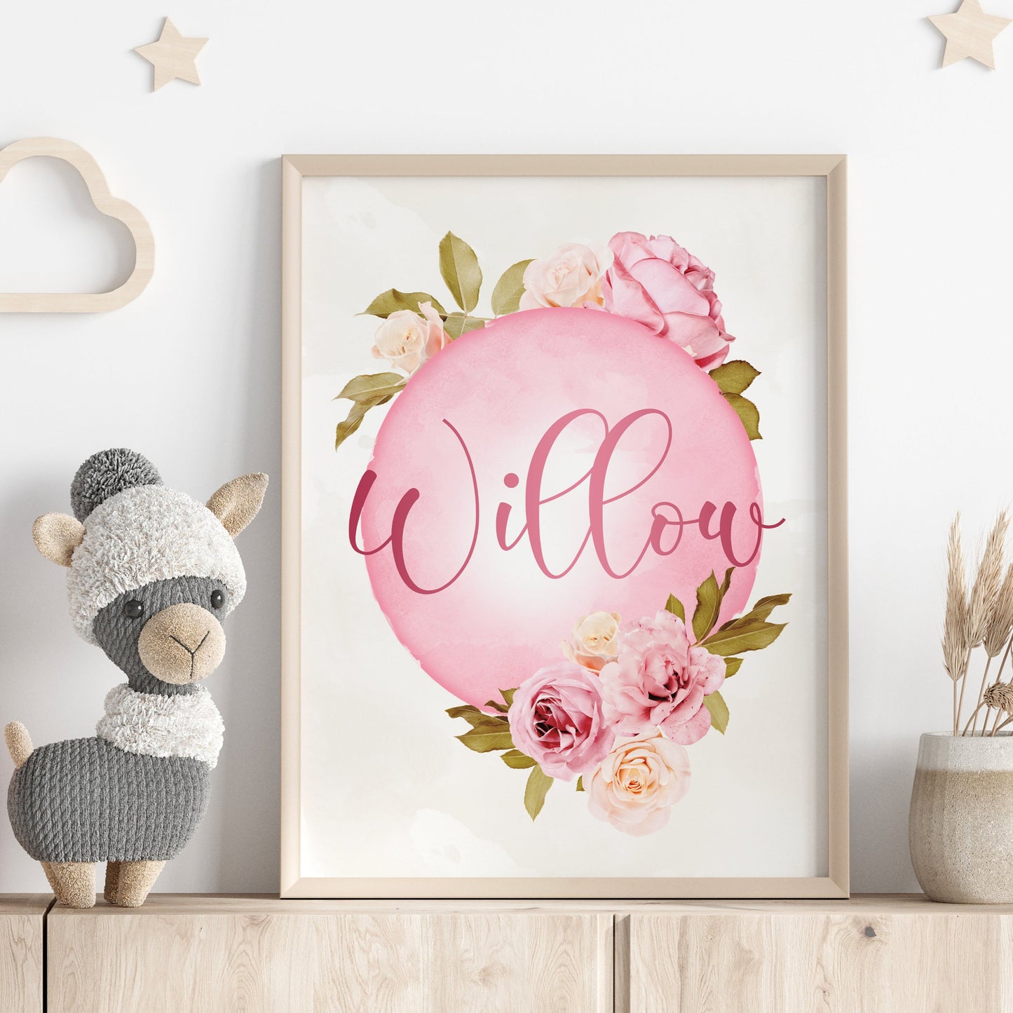 Personalised Girls Name Rose Print