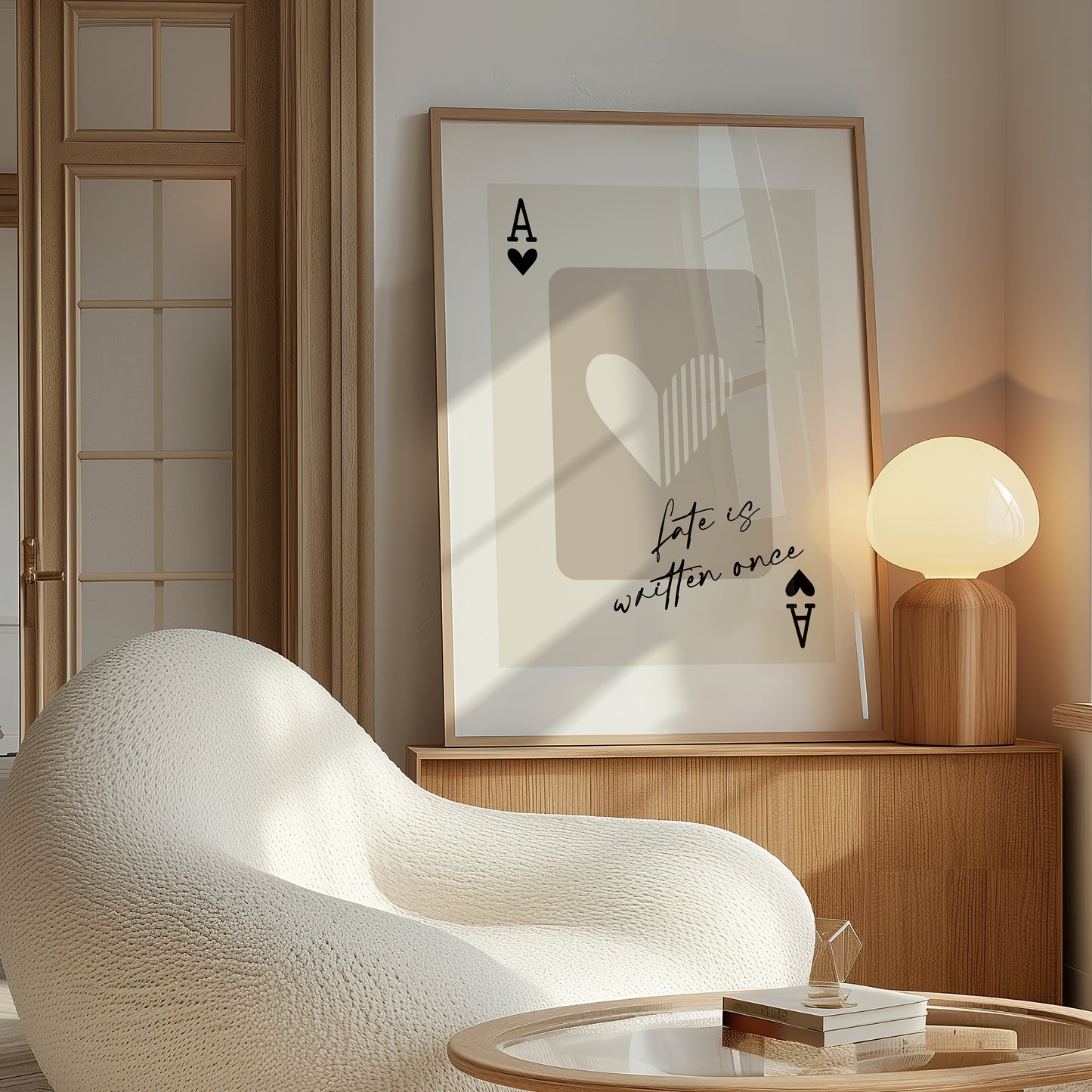 Ace of Hearts Playing Card | Neutral Wall Art Print