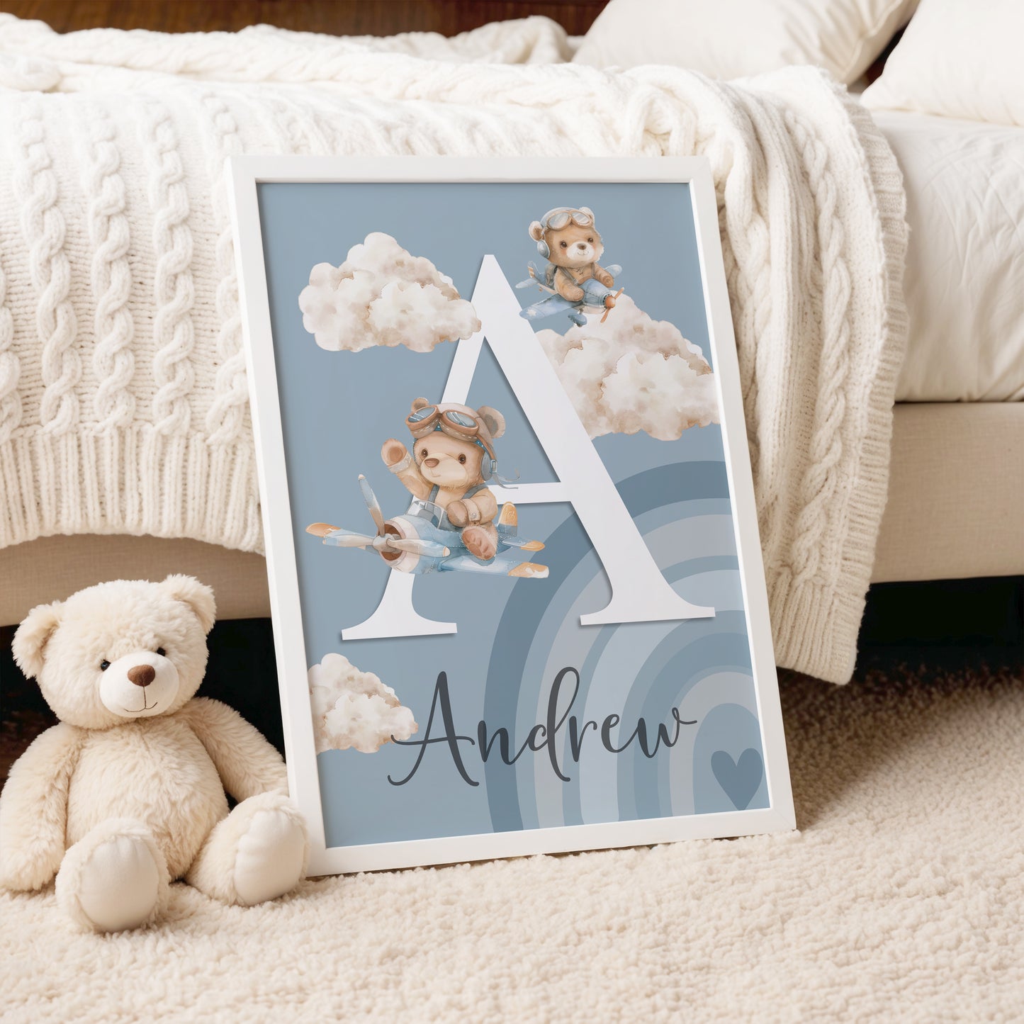 Boys Baby Name Initial Print | Blue