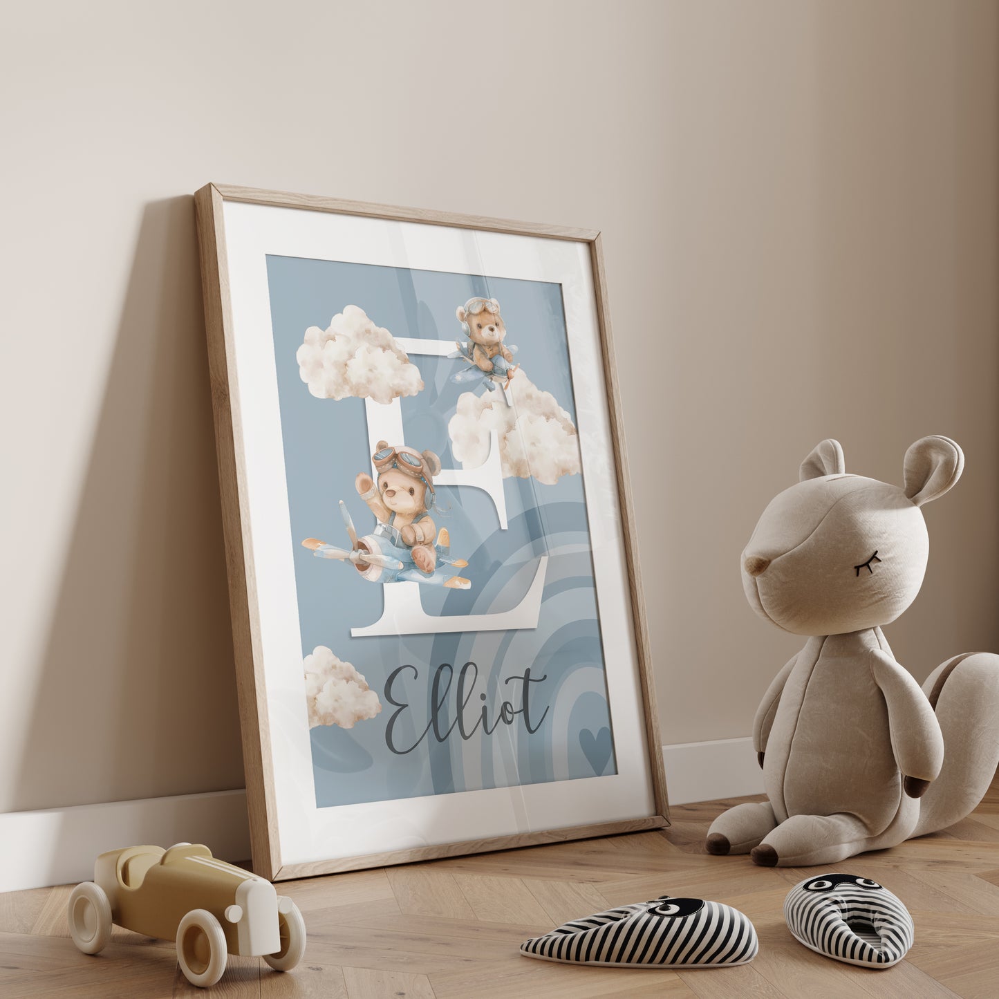 Boys Baby Name Initial Print | Blue