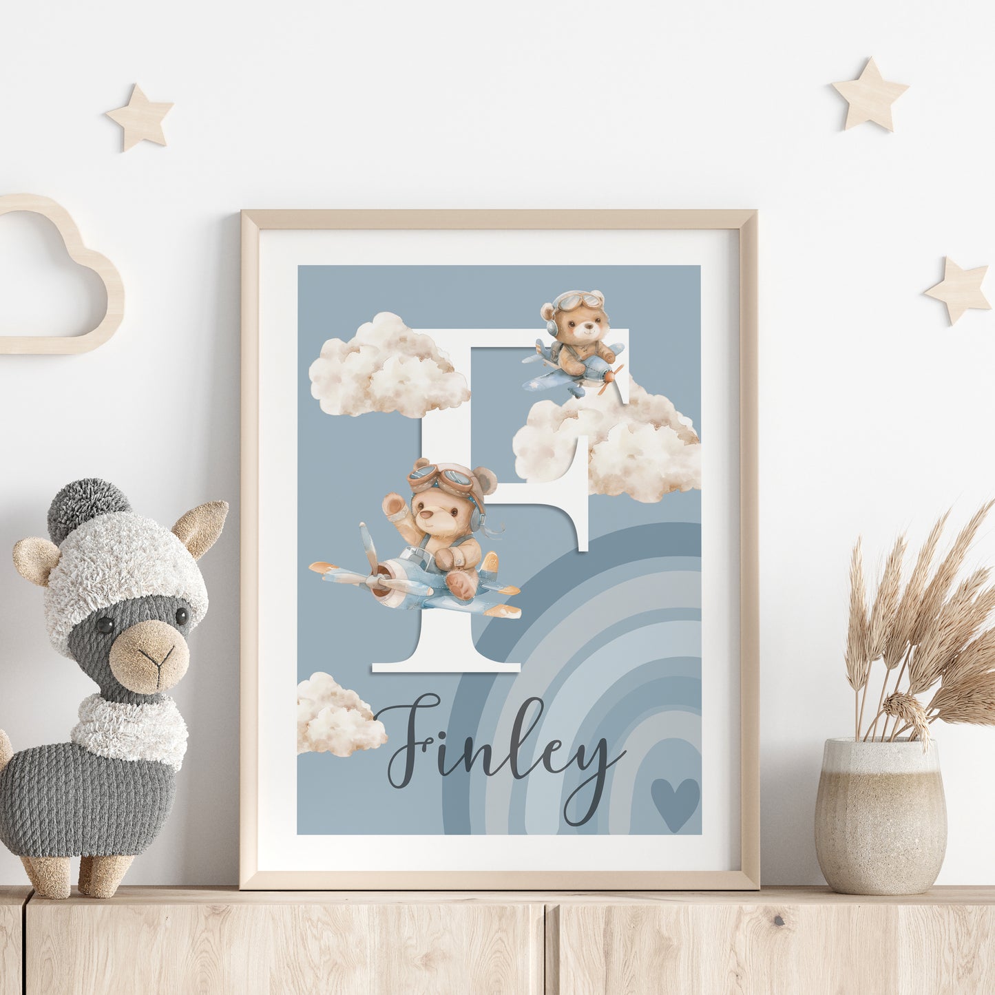 Boys Baby Name Initial Print | Blue