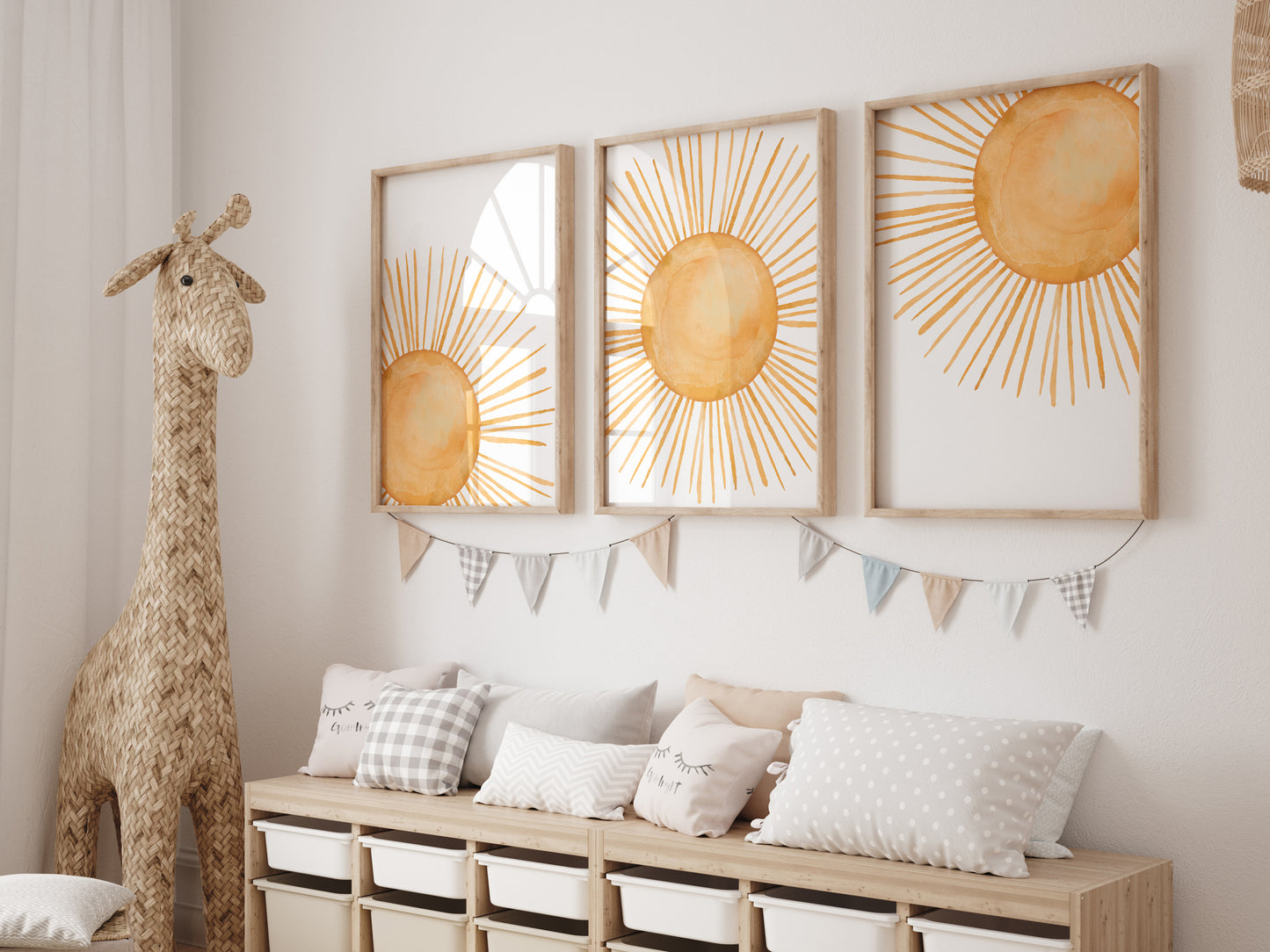 Set of 3 Sunrise and Sunset Nursery Prints, Gender Neutral Decor