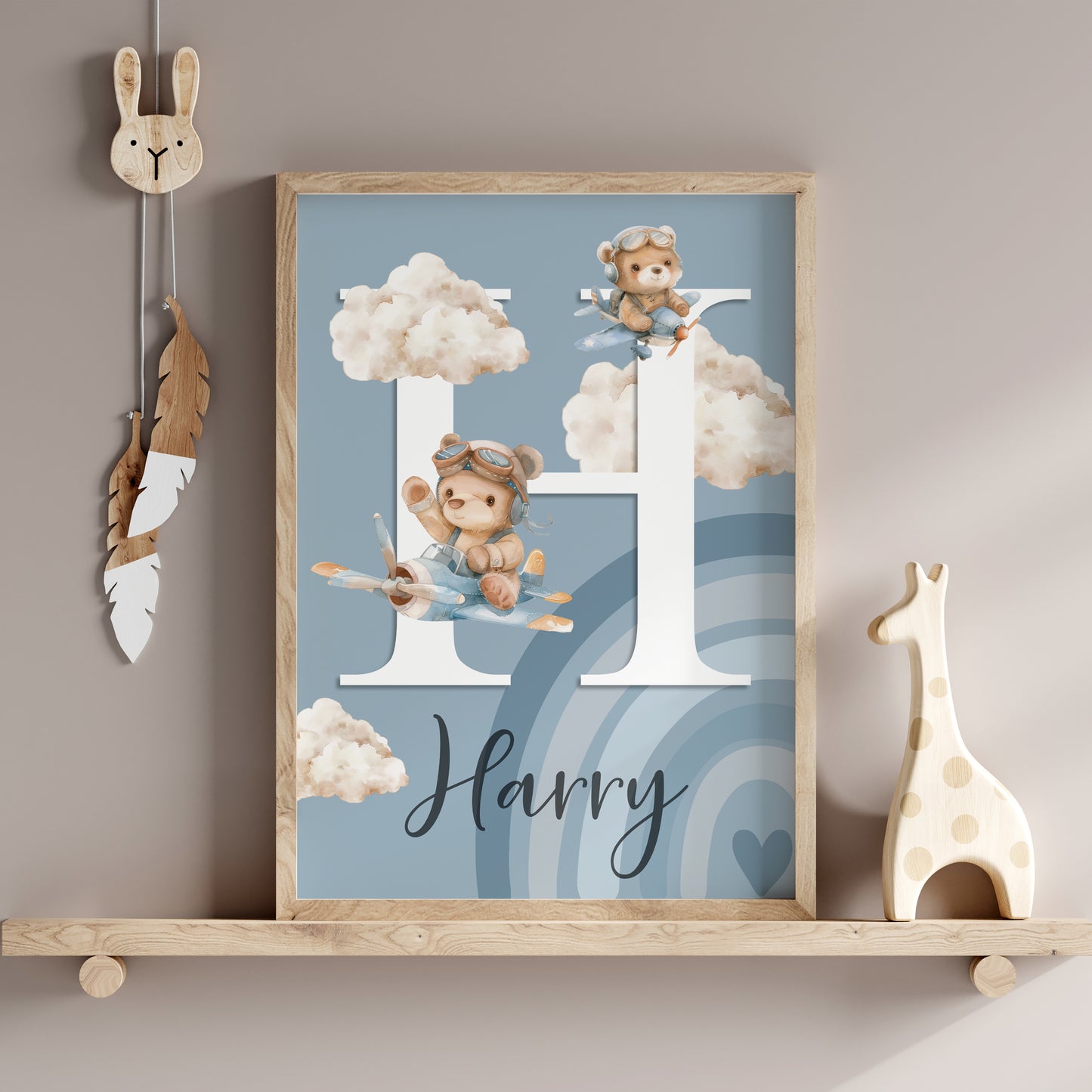 Boys Baby Name Initial Print | Blue
