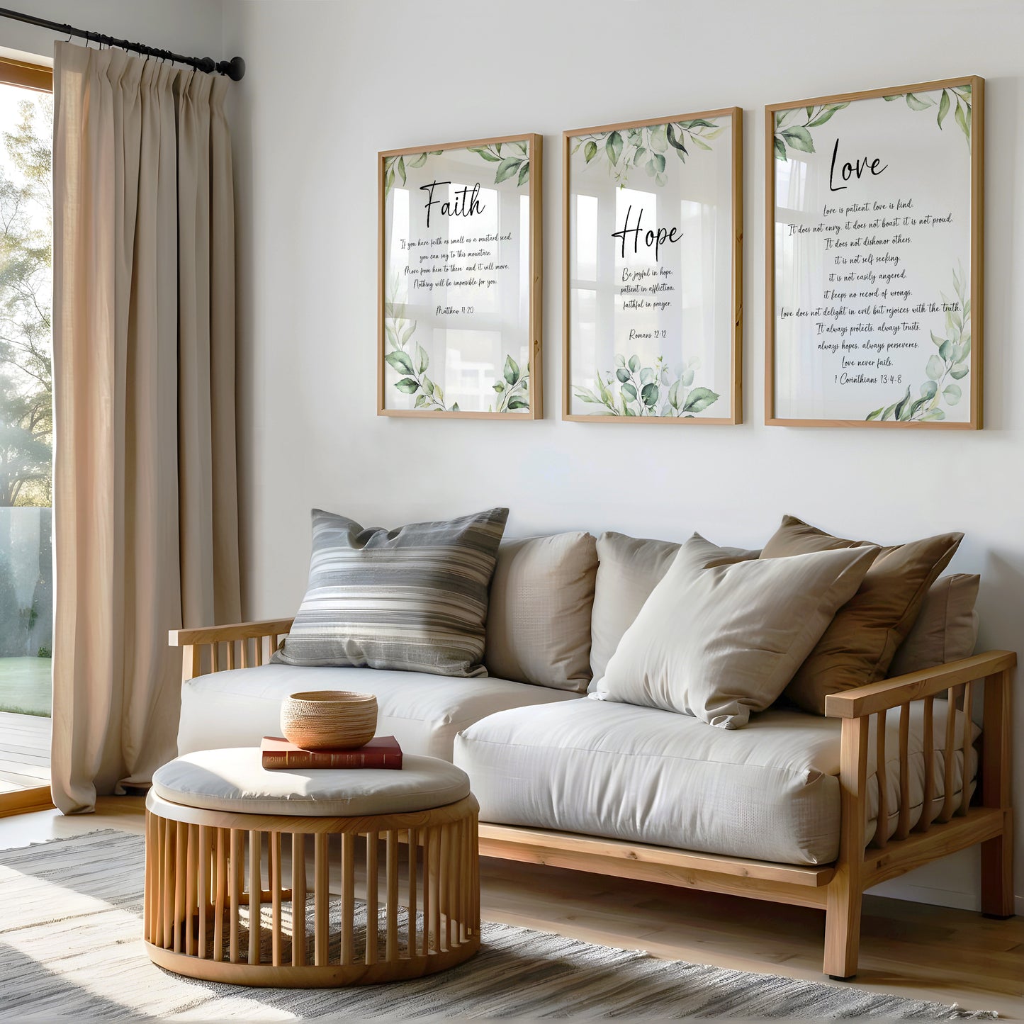 Faith Hope and Love, Set of 3 | Biblical Verse Prints