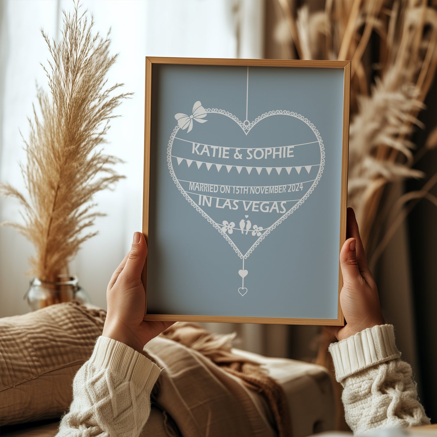 Name Bunting in Heart Print | Wedding Anniversary Gift