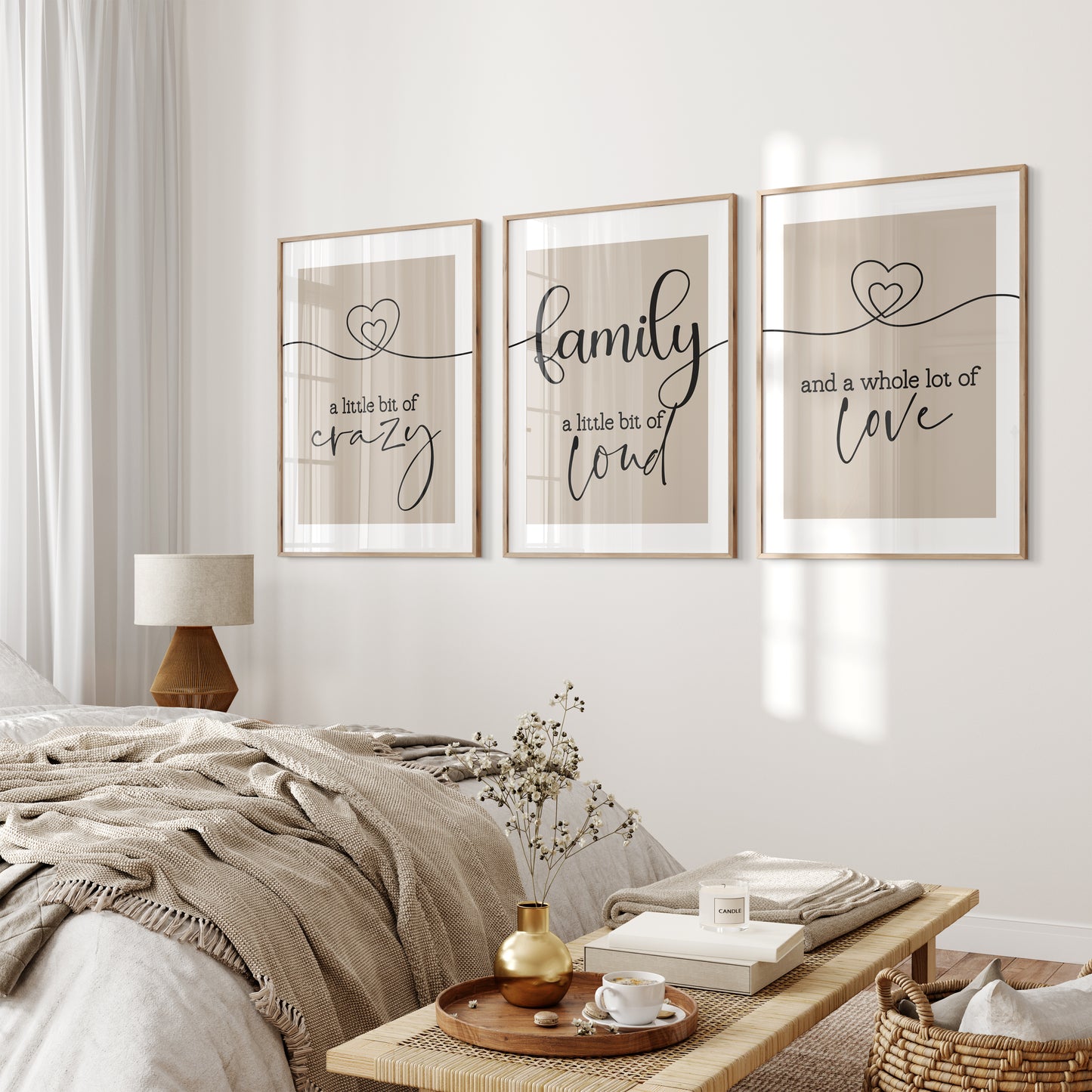 Family Quote Print Set of 3, Crazy Loud Love | Family Prints