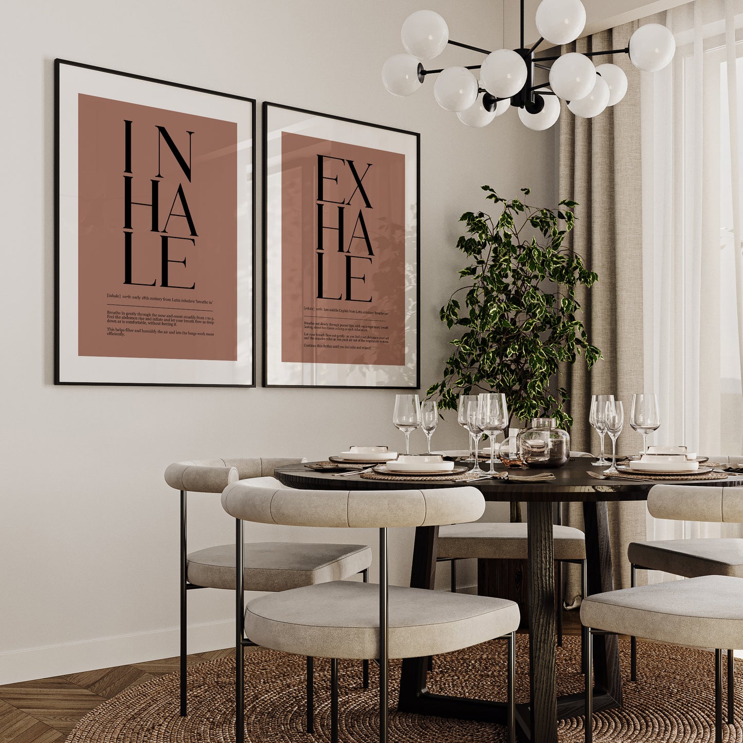 Inhale and Exhale Definitions, Set of 2 | Yoga Prints