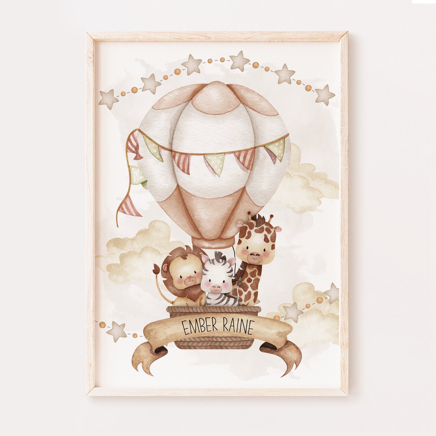 Hot Air Balloon Nursery Print, Personalised Nursery Print, New Born Personalised Print