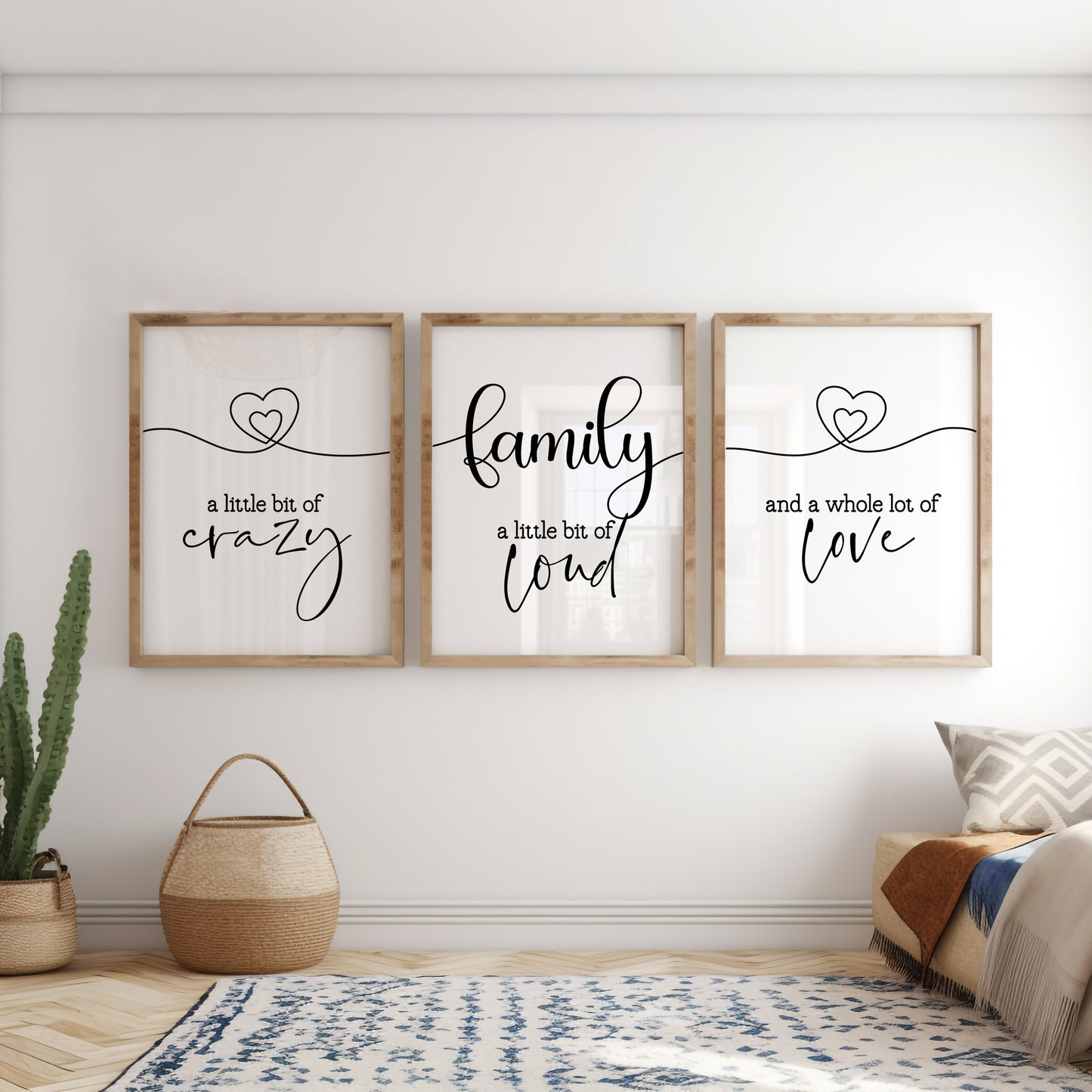 Family Quote Print Set of 3, Crazy Loud Love | Family Prints