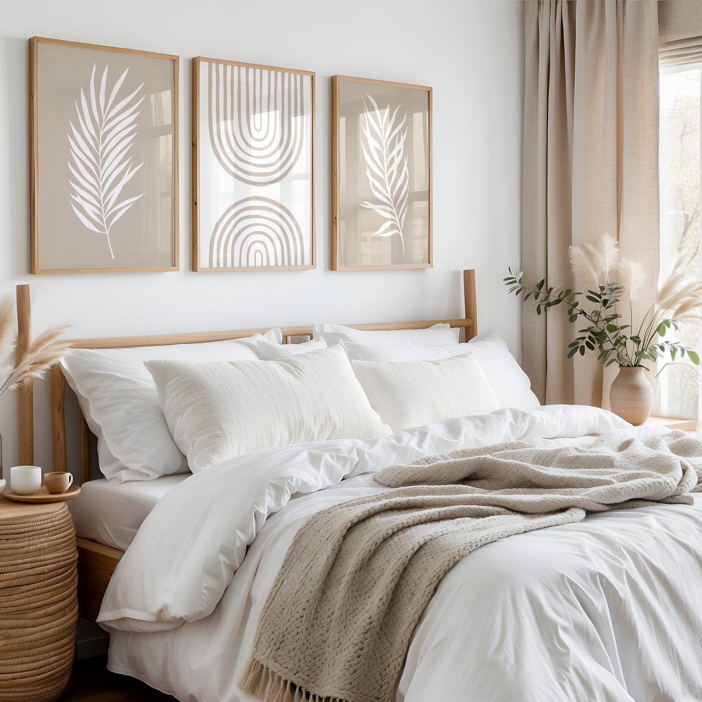 Set of 3 Beige Boho Prints | Abstract Wall Art | Neutral Decor