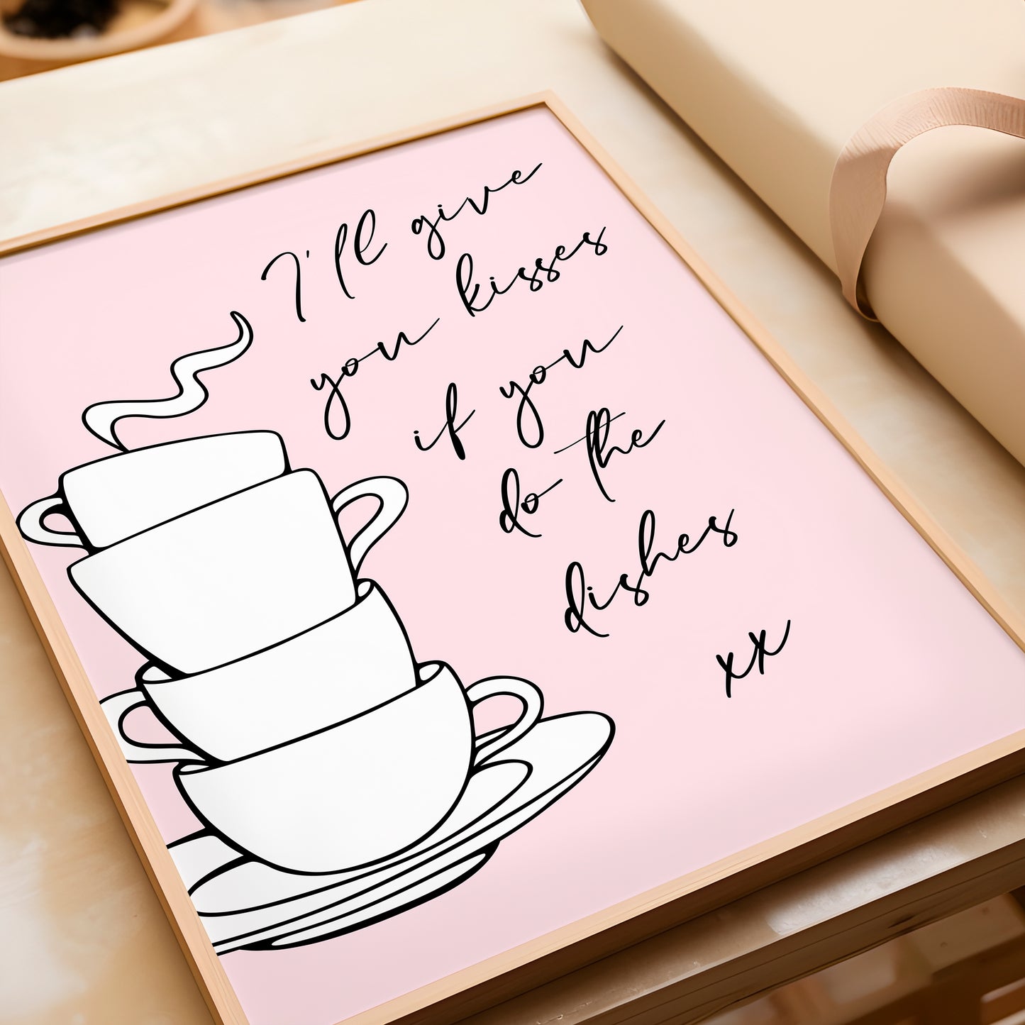 I'll Give You Kisses If You Do The Dishes | Kitchen Print