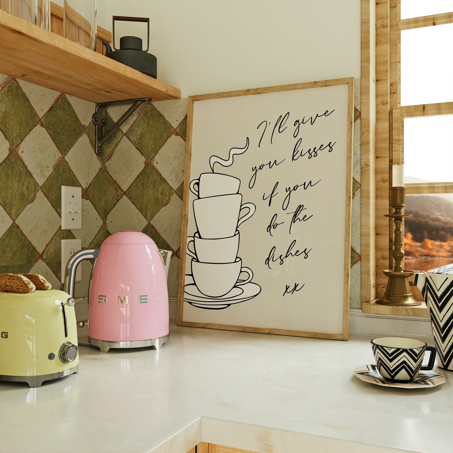 I'll Give You Kisses If You Do The Dishes | Kitchen Print