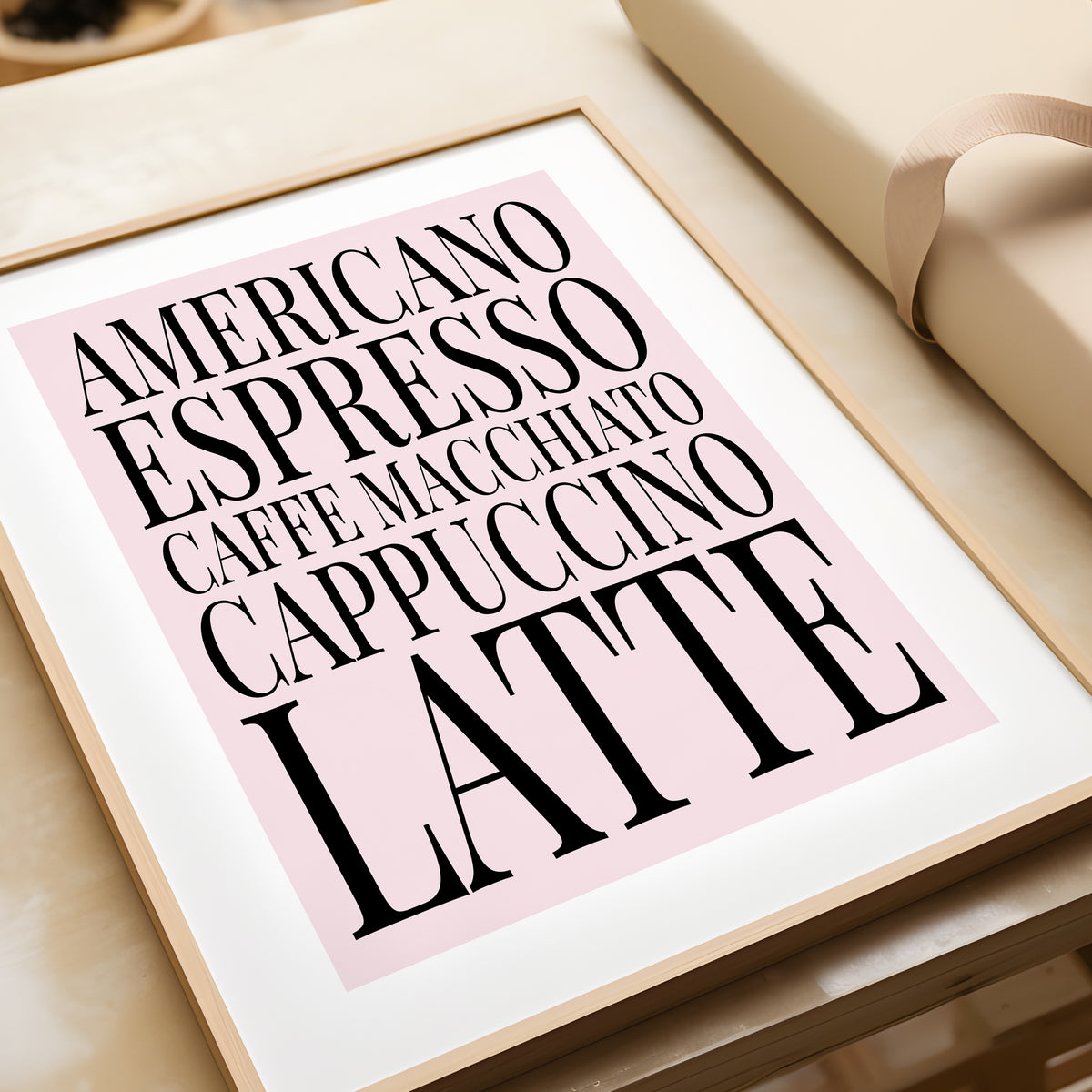 Coffee Names List - Kitchen Typography Print