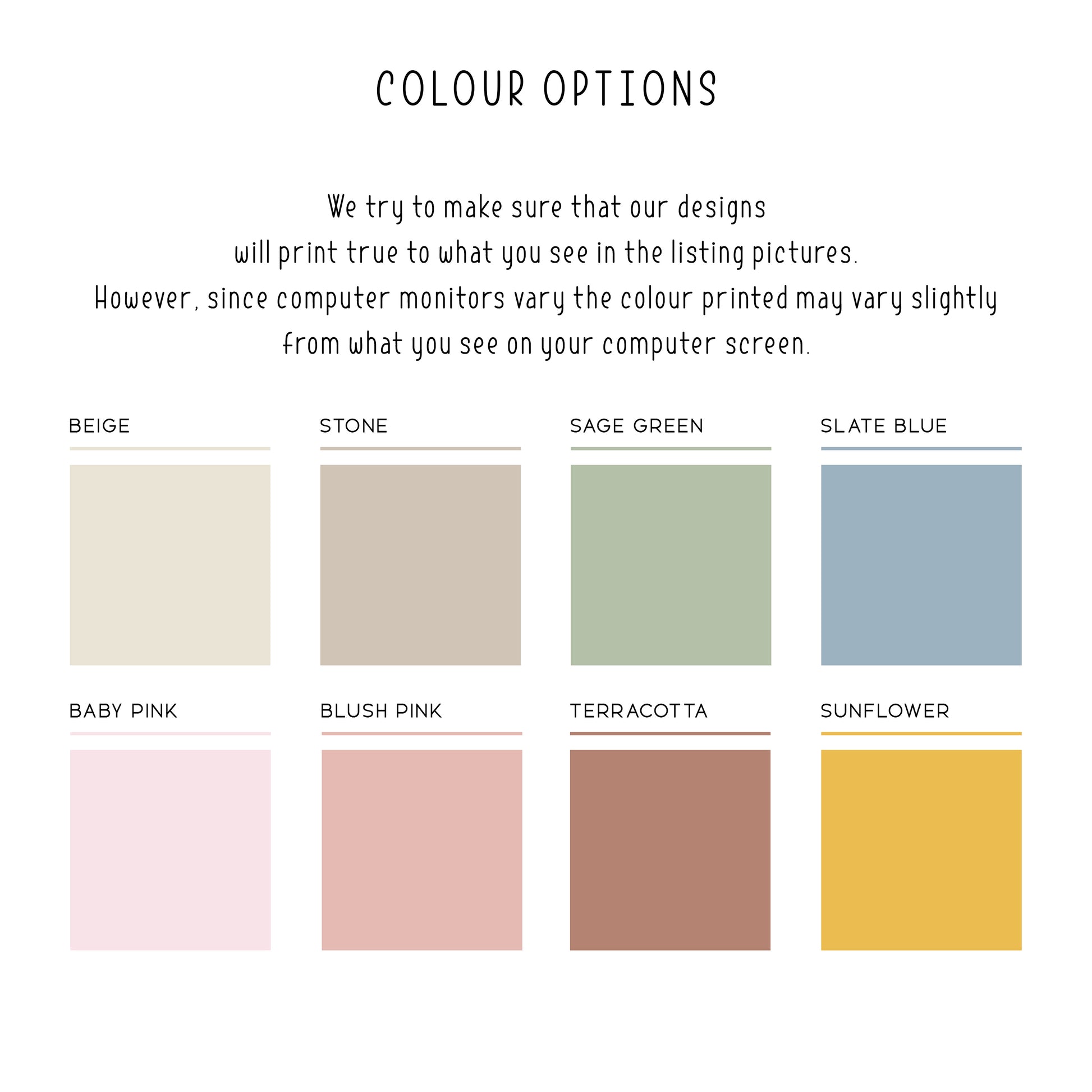 Poster Fox background colour palette options displayed for printable art work.