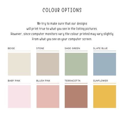 Poster Fox background colour palette options displayed for printable art work.