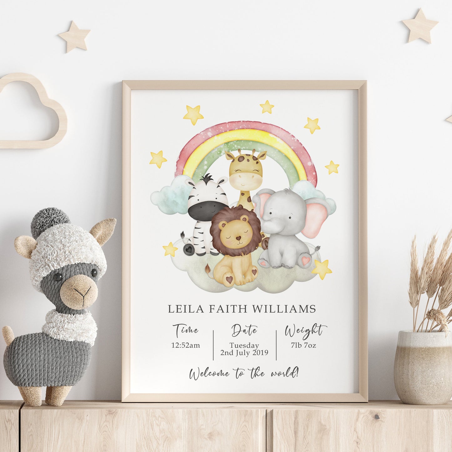 Personalised Baby Announcement Print, Baby Birth Stats Gift, Newborn Keepsake Print