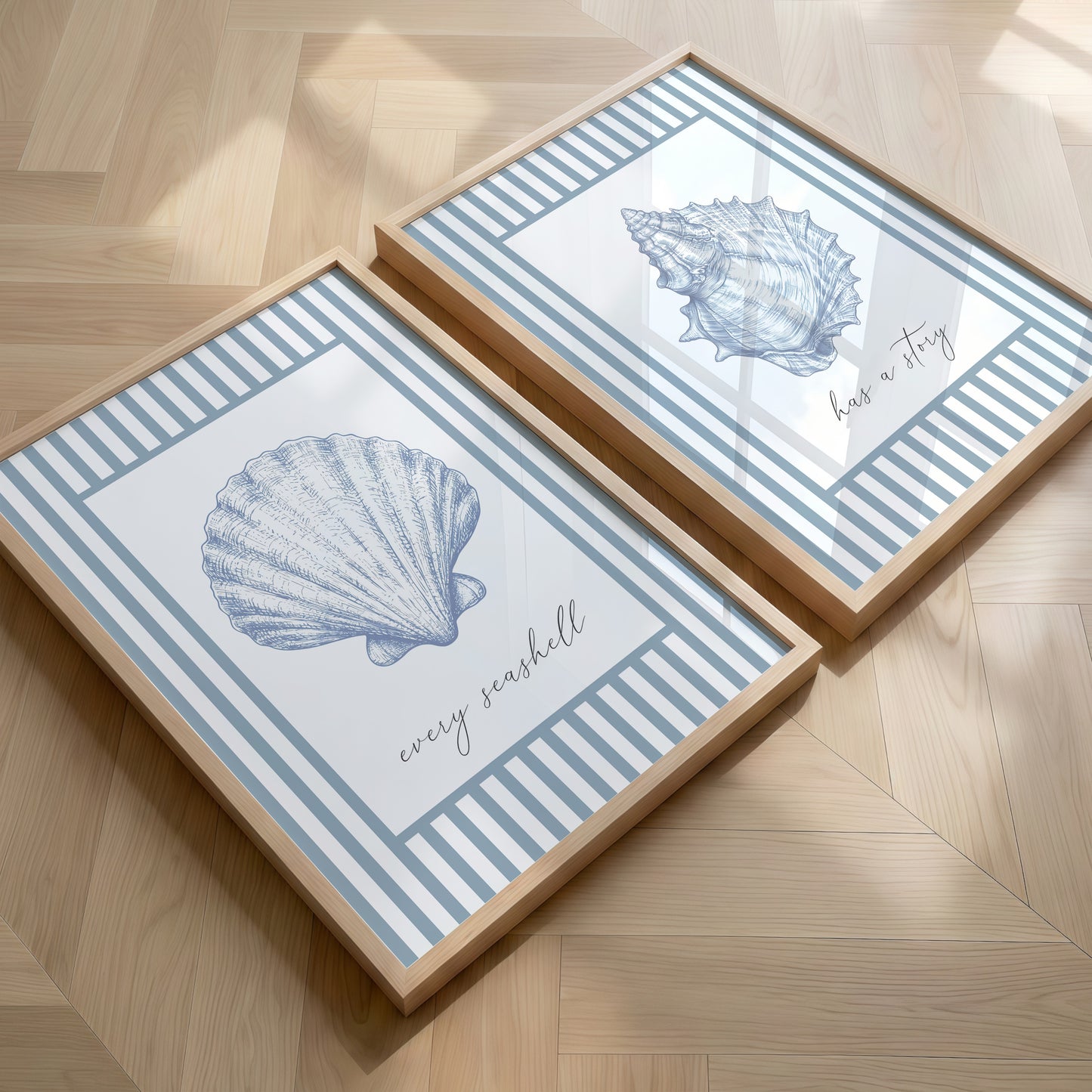 Blue Seashell Prints (Every Seashell Has a Story) | Set of 2