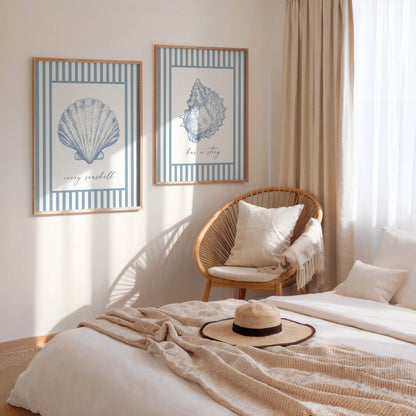 Blue Seashell Prints (Every Seashell Has a Story) | Set of 2